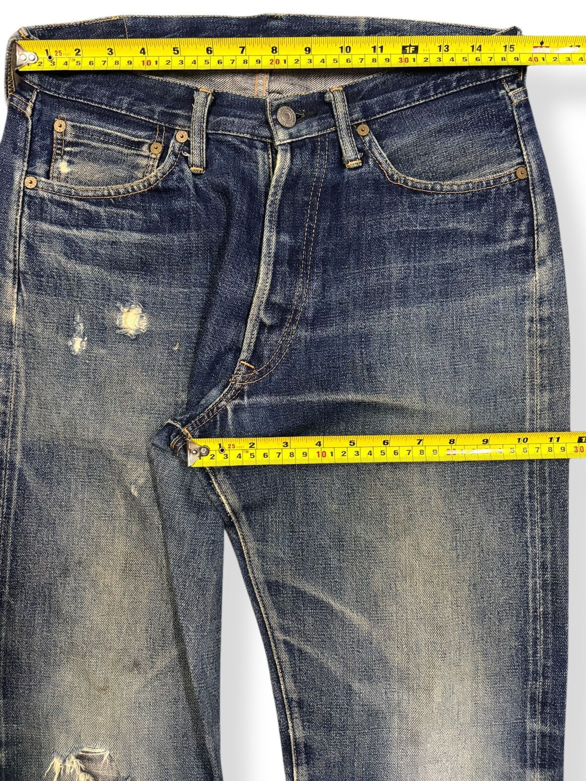 Full Count & Co. Vintage FullCount & Co 1101 Selvedge Distressed Grunge Jeans Size US 30 / EU 46 - 18 Thumbnail