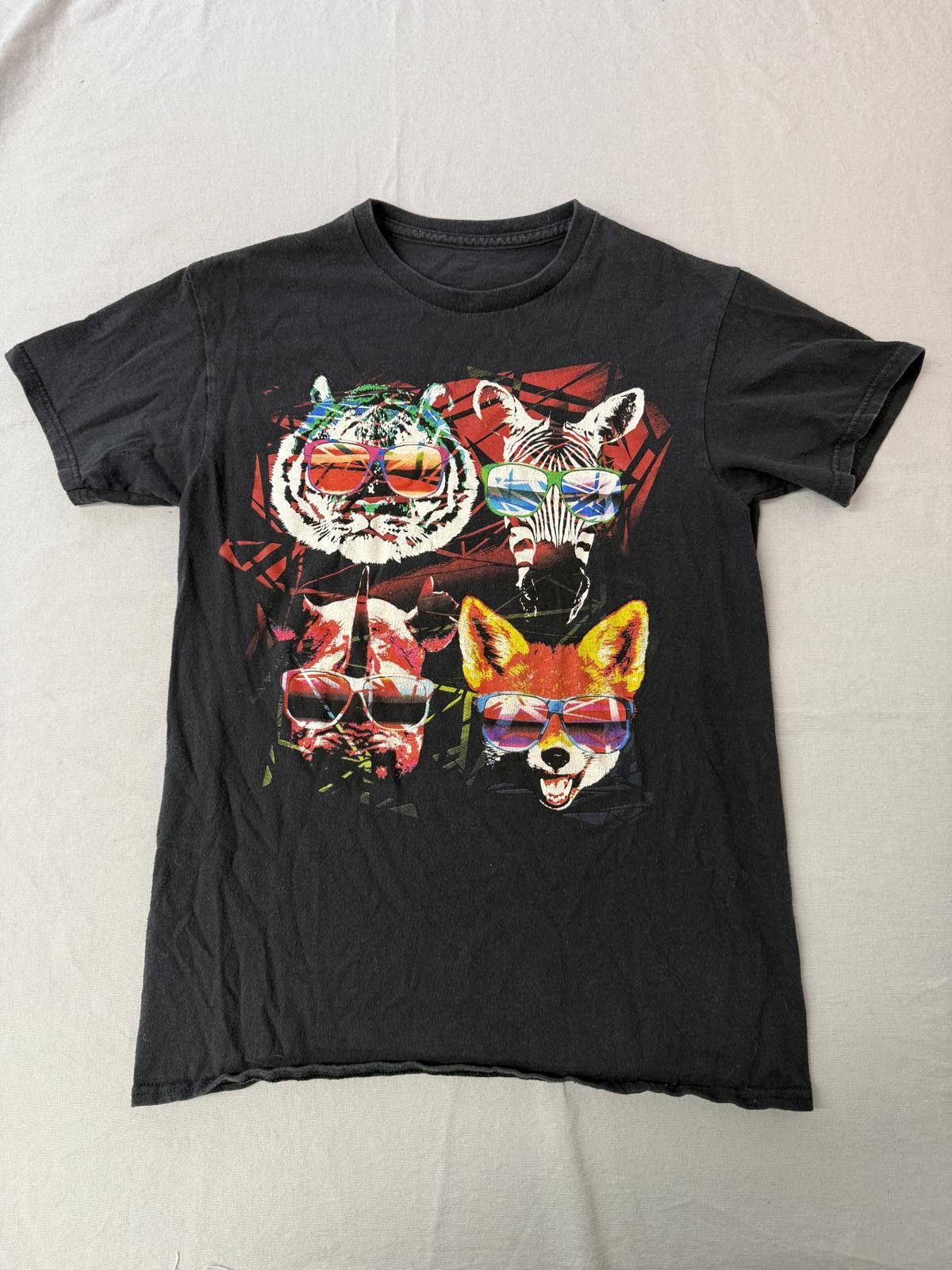 Designer Faded Animal EDM Sunglasses Party T-shirt - Lion Zebra Fox Size US S / EU 44-46 / 1 - 1 Thumbnail