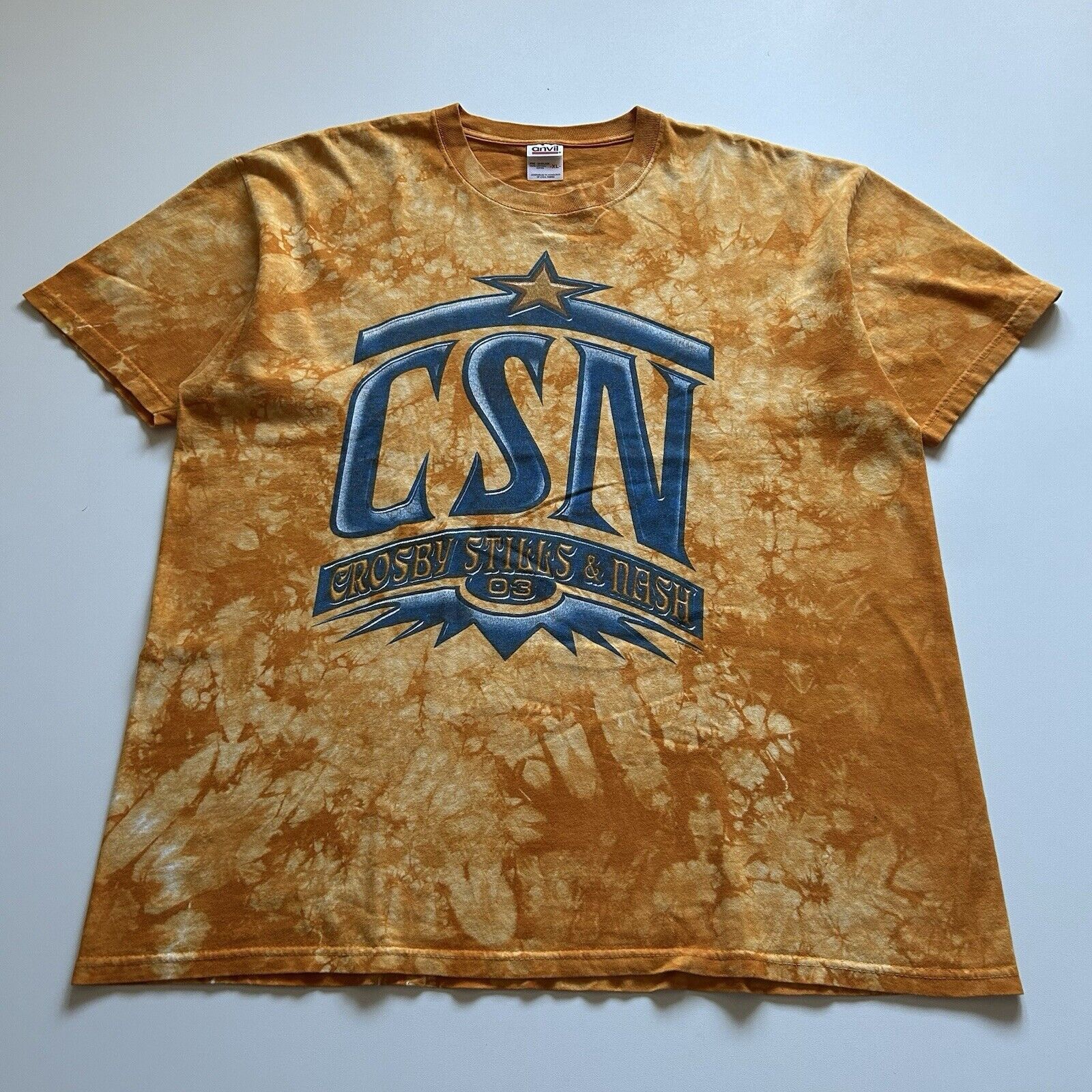 Anvil × Band Tees × Vintage Vintage Y2K Crosby, Stills & Nash T Shirt XL Tie Dyed Rare Size US XL / EU 56 / 4 - 1 Thumbnail