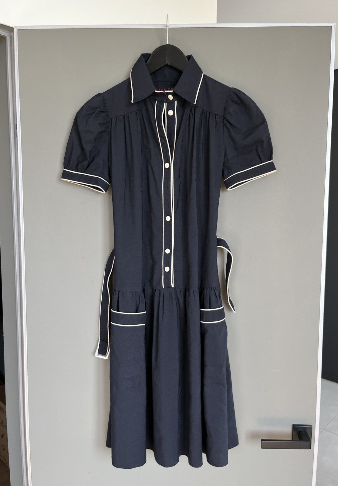 Other Martin Grant Vintage Style PinUp Long Navy Blue Dress Size XS / US 0-2 / IT 36-38 - 1 Thumbnail