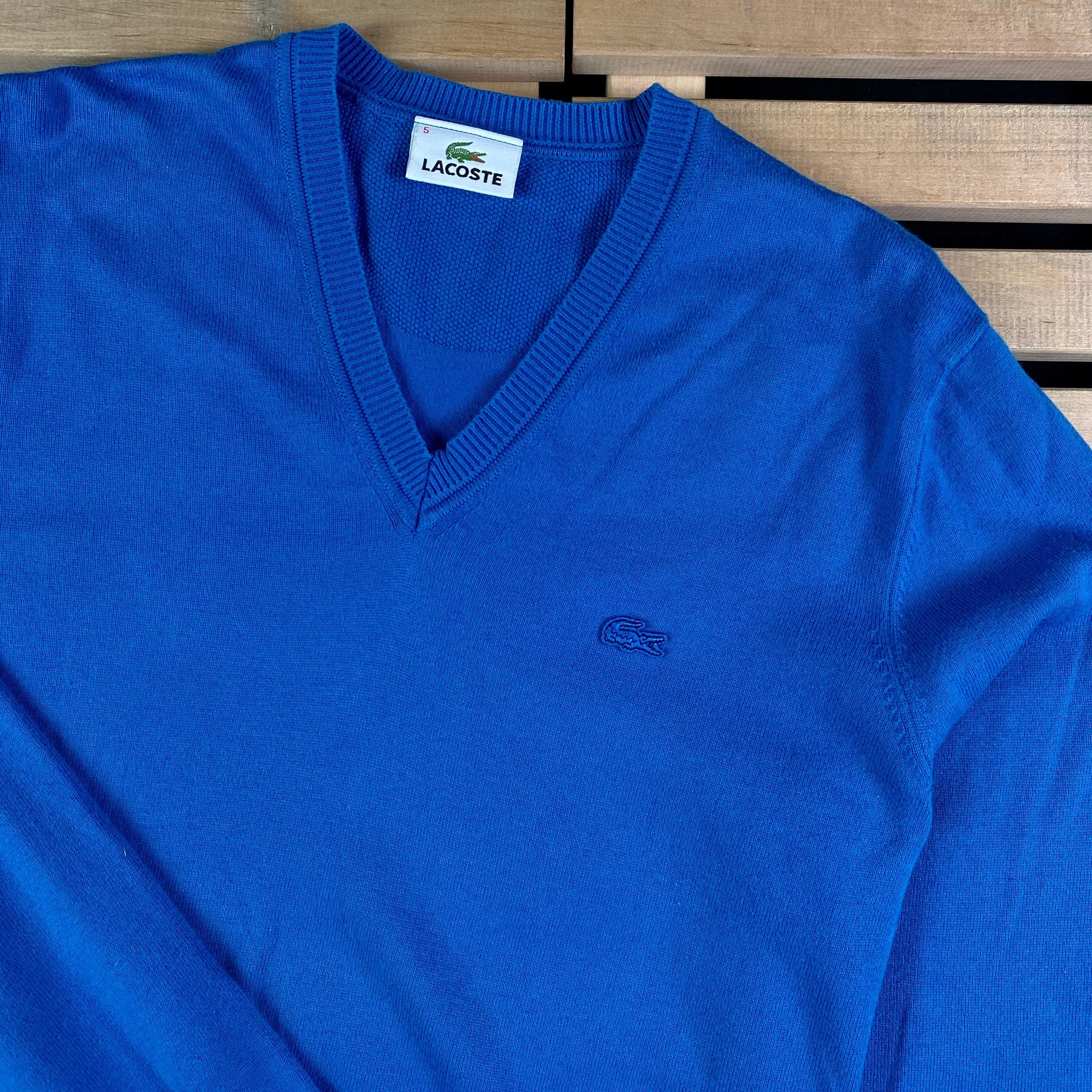 Lacoste × Vintage Mens Jumper V Neck Lacoste Vintage Size XL Size US XL / EU 56 / 4 - 2 Thumbnail