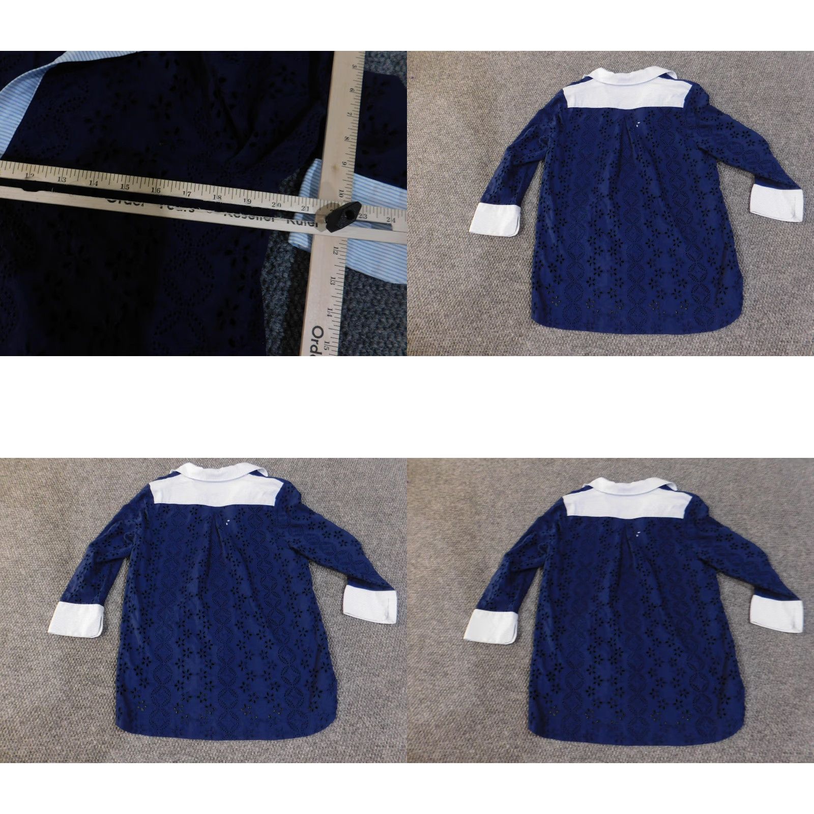 Vineyard Vines Vineyard Vines Shirt Womens Medium Navy Eyelet Tunic Popover Striped Cuffs Blouse3/4 Sleeve Floral Pattern Womens Mens Girls Size M / US 6-8 / IT 42-44 - 8 Thumbnail