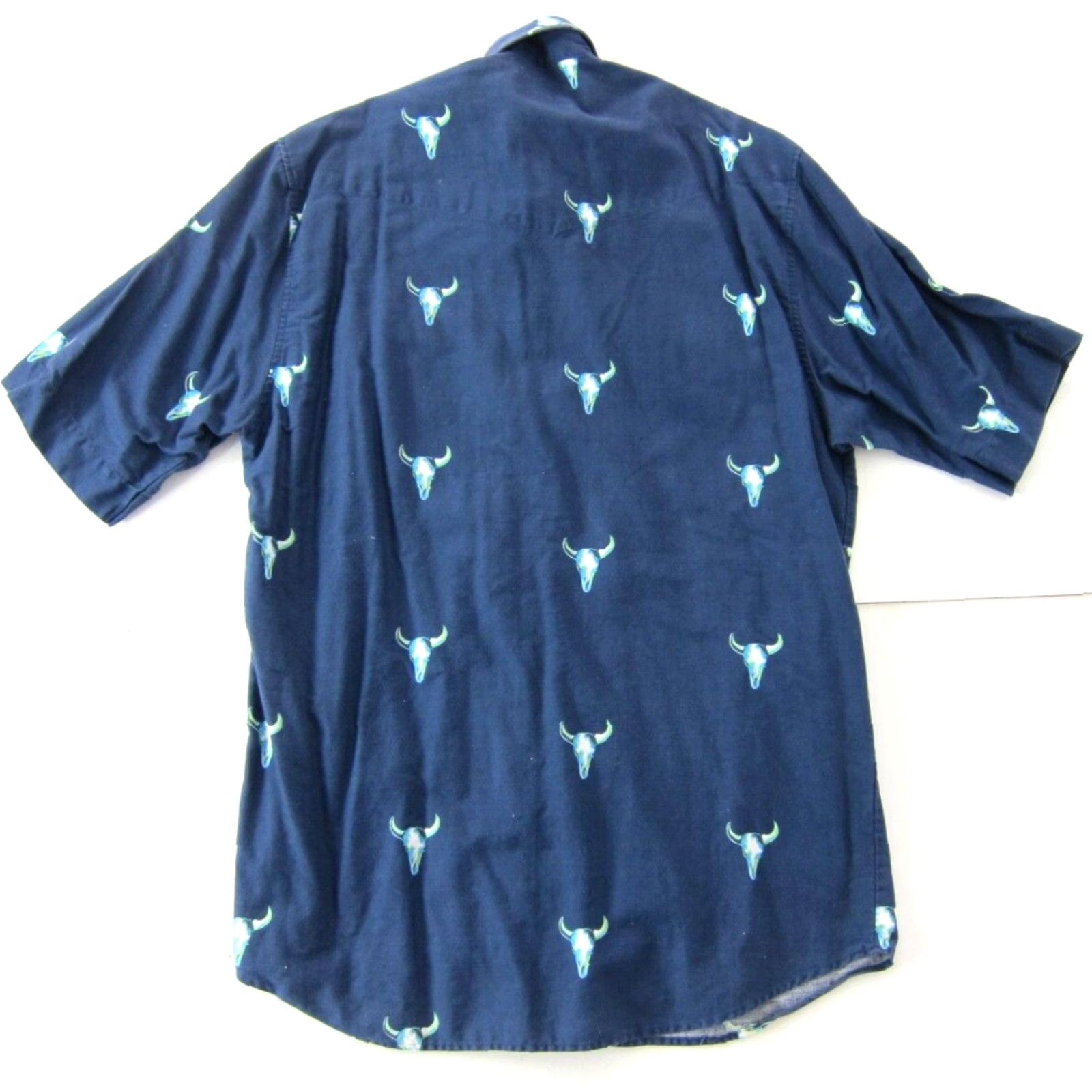 Roper Roper Shirt Men XL Blue Green Bull Skull Western Short Sleeve Button Down Rodeo Size US XL / EU 56 / 4 - 2 Thumbnail