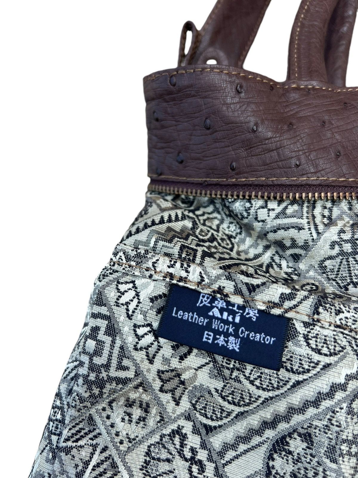 Leather Vintage Ostrich Leather 2 Way Bag AKI Leather Work Japan Size ONE SIZE - 21 Thumbnail
