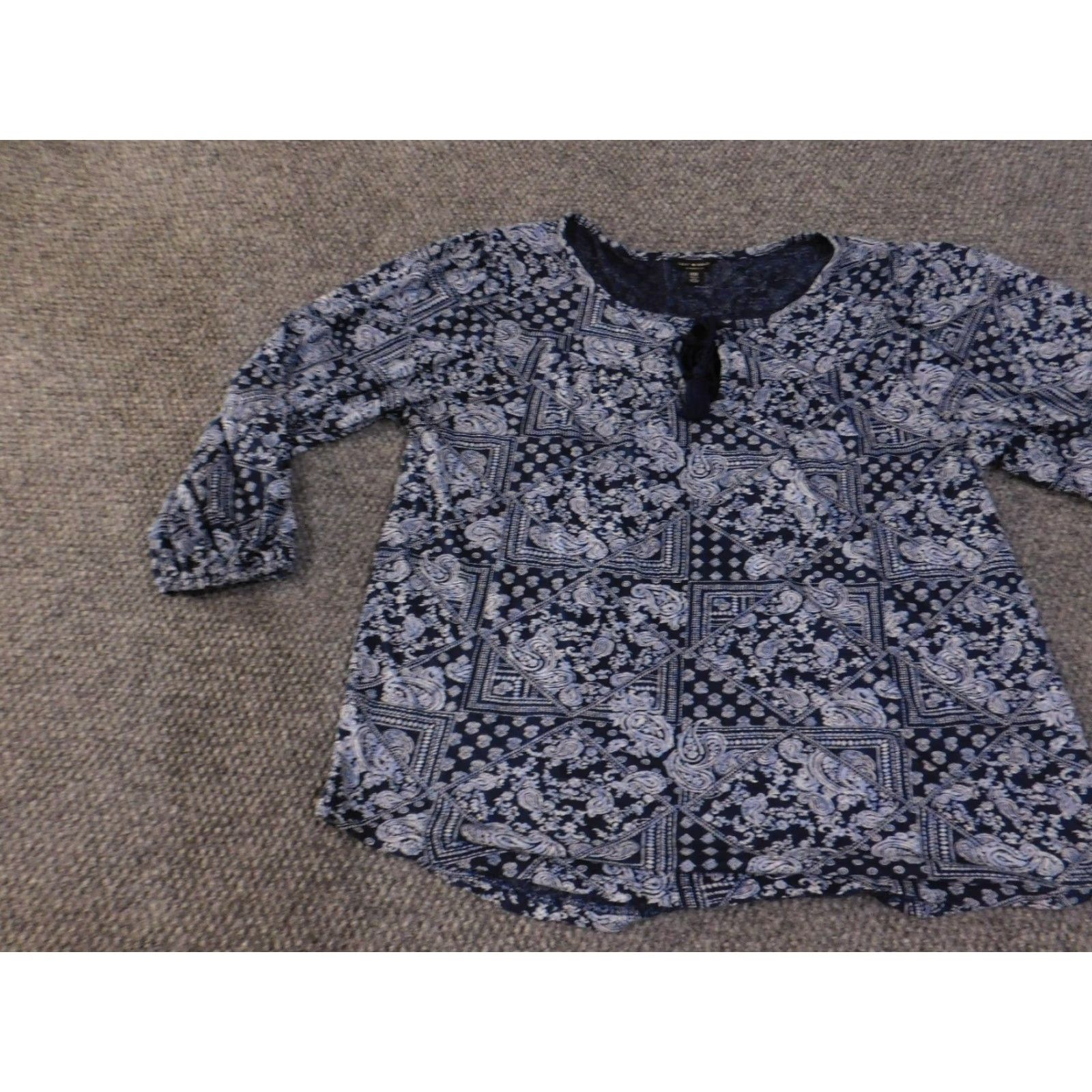 Lucky Brand Lucky Brand Blouse Womens M Blue Paisley Boho Peasant Top Shirt Casual Womens M Blue Paisley Peasant Top Size M / US 6-8 / IT 42-44 - 3 Thumbnail