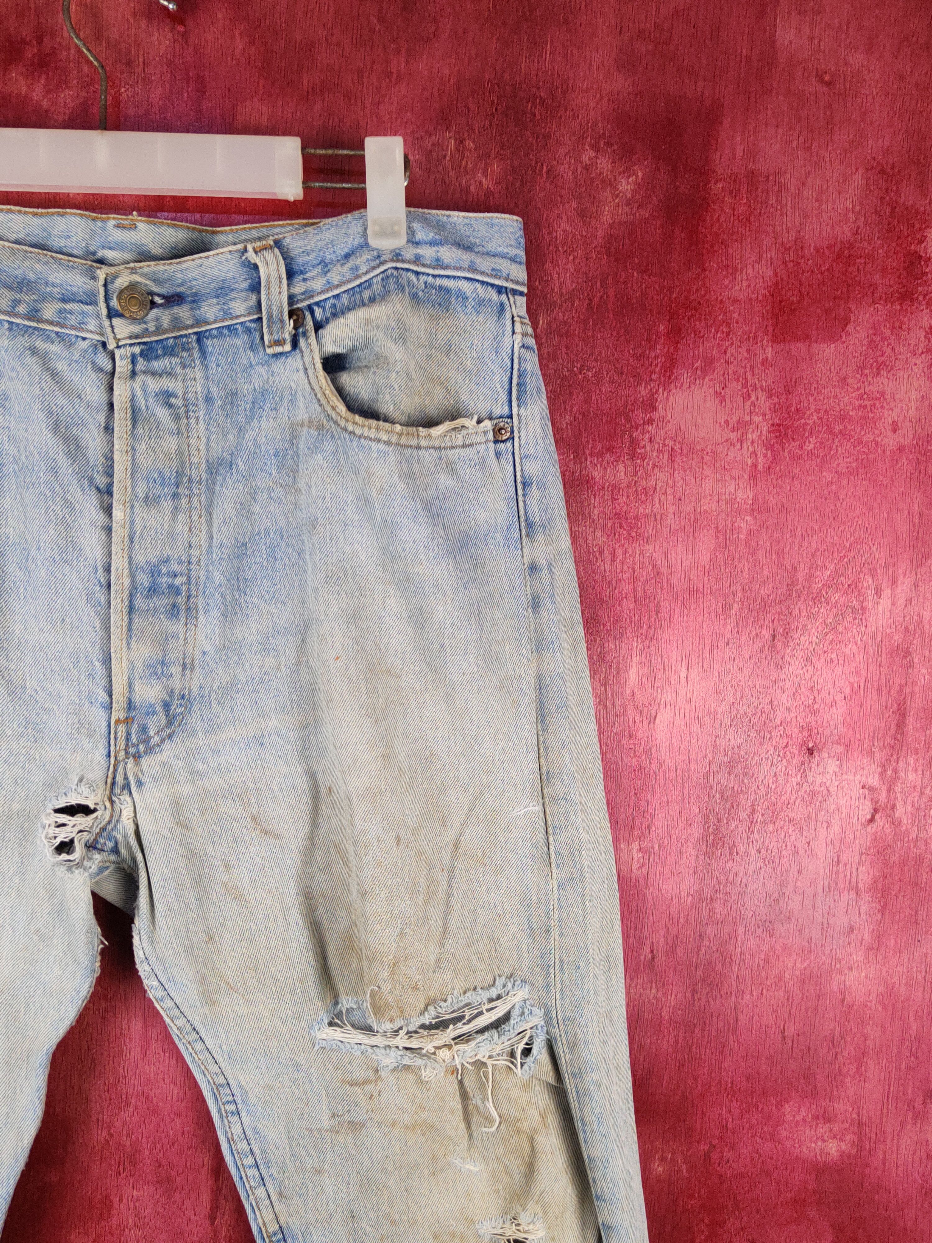 Levi's vintage Levi's Blue Distressed faded jeans Denim #S1594 Size US 35 - 5 Thumbnail