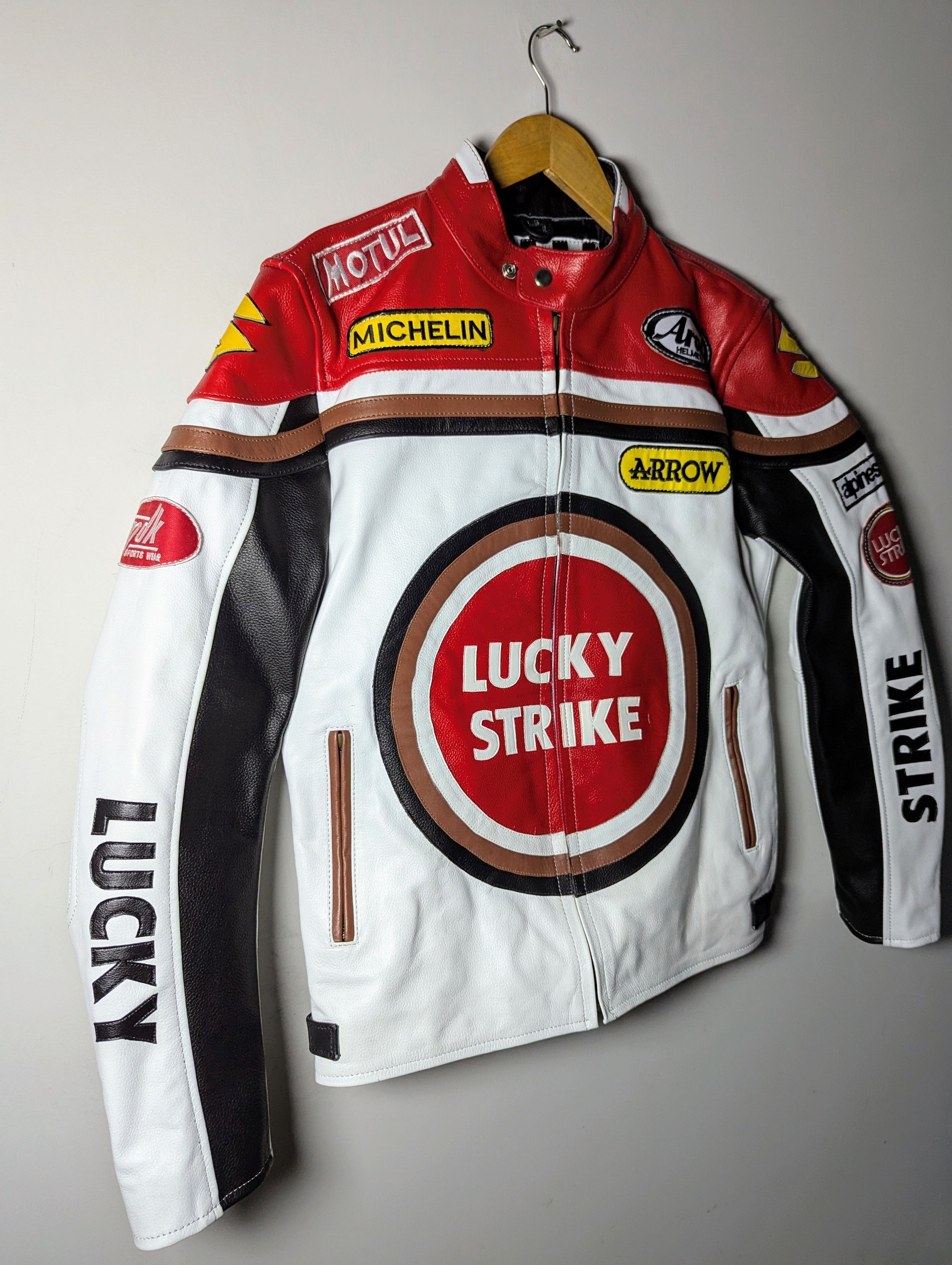 Vintage 💦 LUCKY STRIKE 💥 RARE VINTAGE LEATHER JACKET Size L / US 10 / IT 46 - 5 Thumbnail