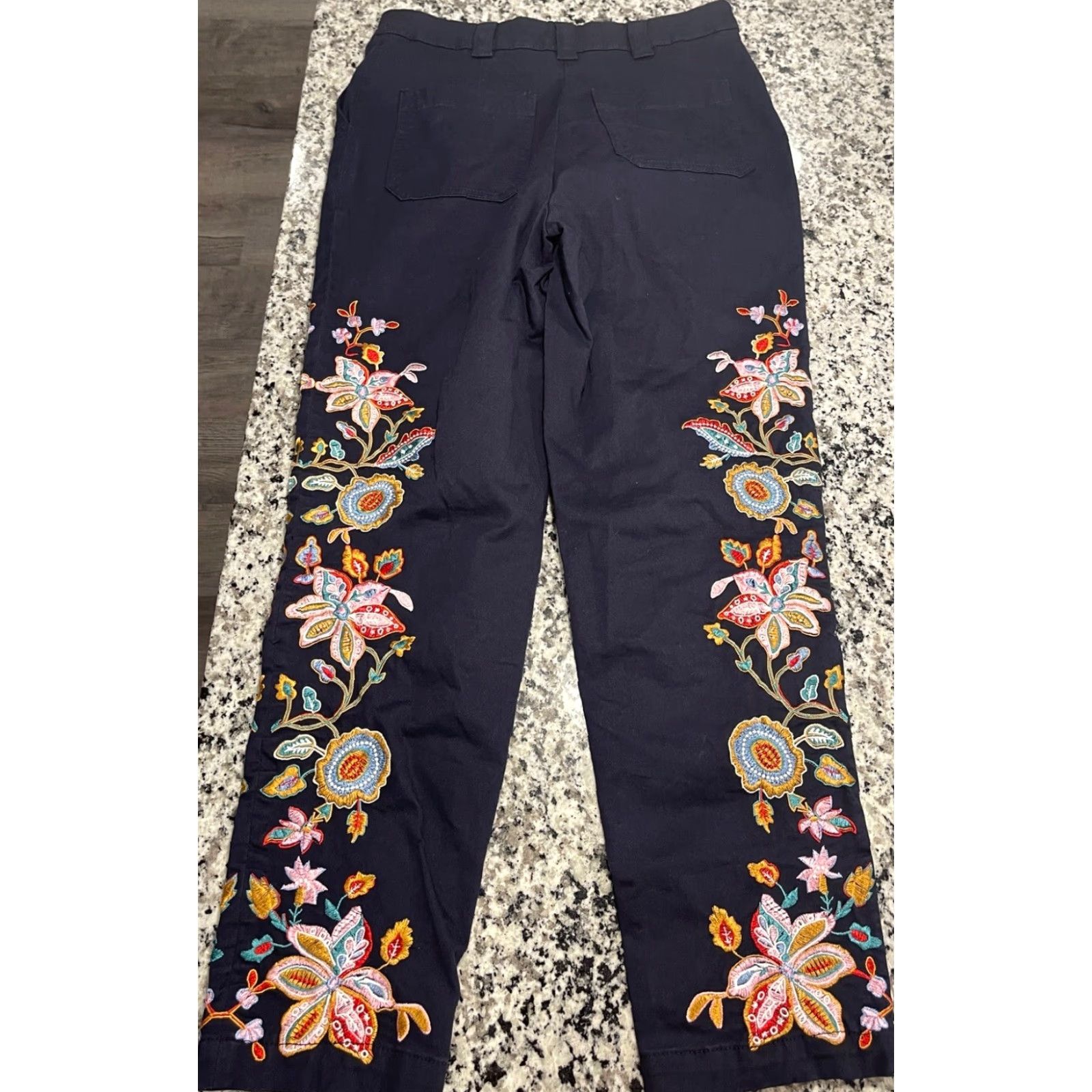 Boden BODEN Women's Chino Pants Navy Floral Embroidered Pockets Size 6L Size 30" / US 8 / IT 44 - 7 Thumbnail