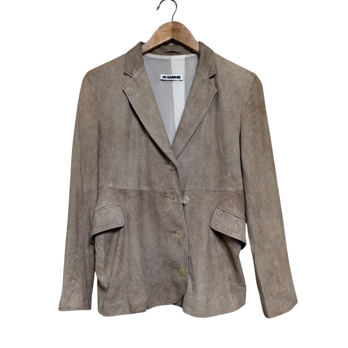 Jil Sander Jil Sander Suede Leather Blazer Jacket Beige Size XS / US 0-2 / IT 36-38 - 2 Thumbnail
