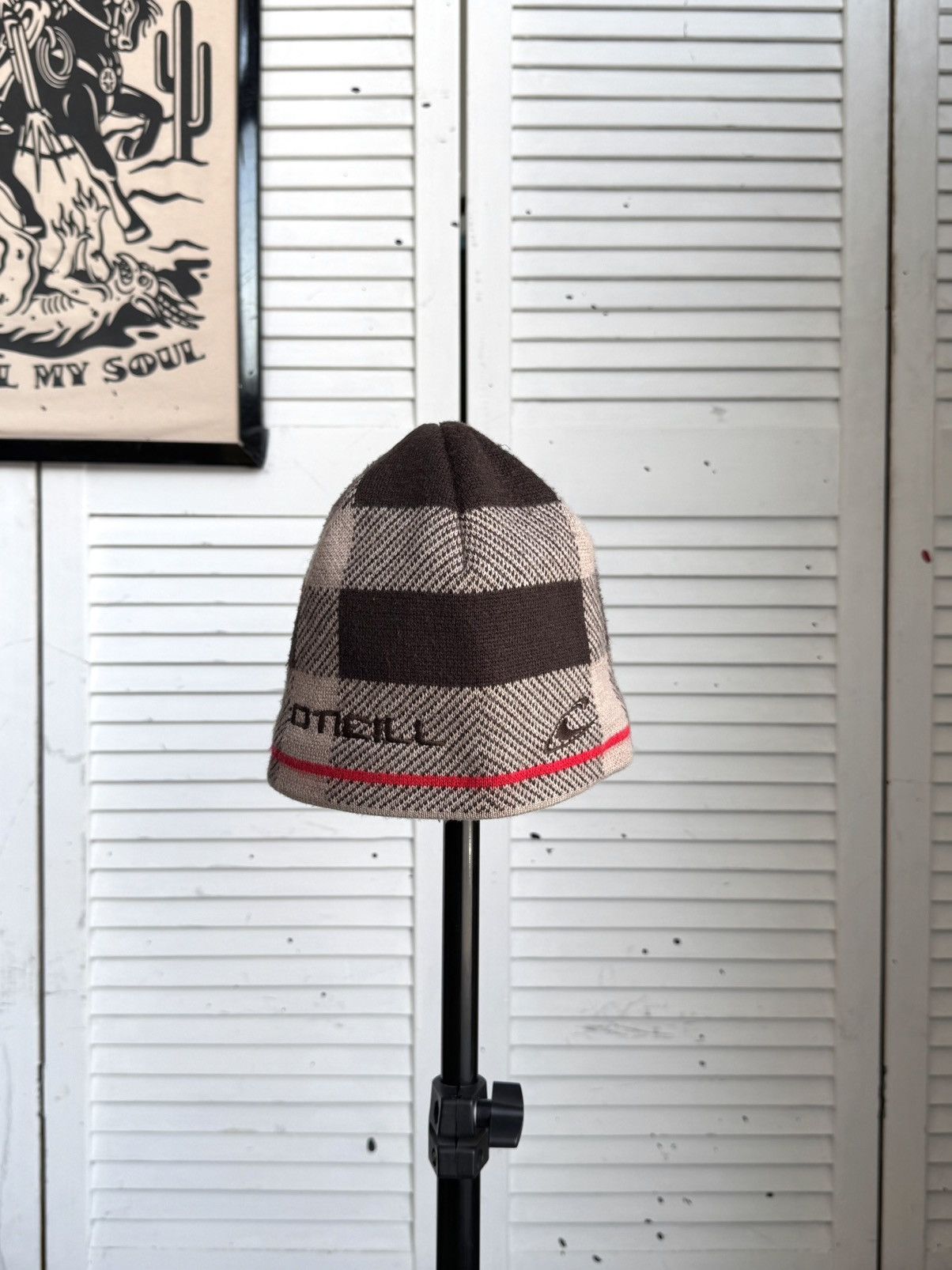 O'Neill Vintage O’Neill Burberry Style Plaid Knit Beanie Hat Ski Y2K Size ONE SIZE - 9 Thumbnail