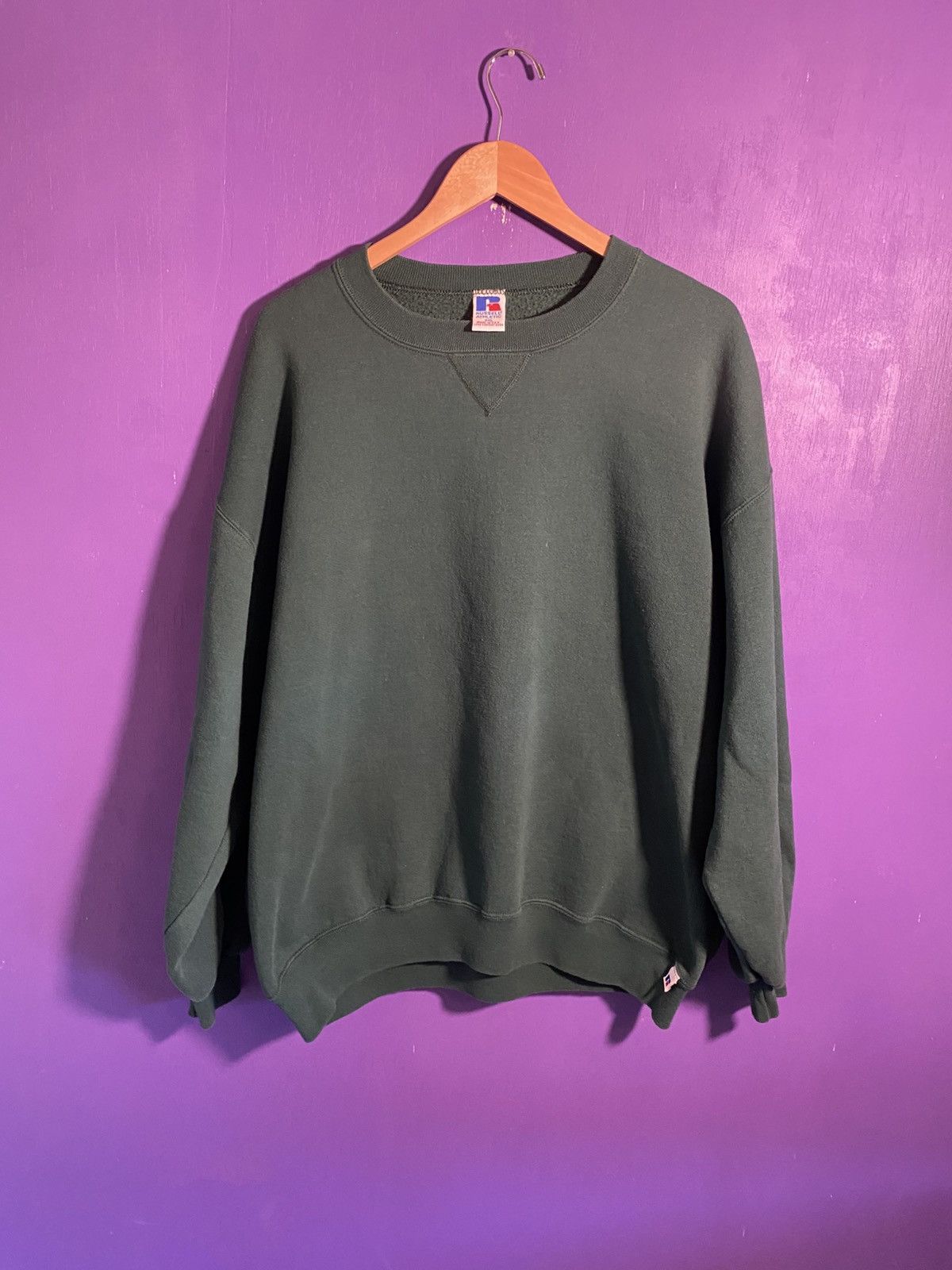Russell Athletic Vintage 90s Russell athletic blank green sweatshirt Size US XXL / EU 58 / 5 - 1 Thumbnail