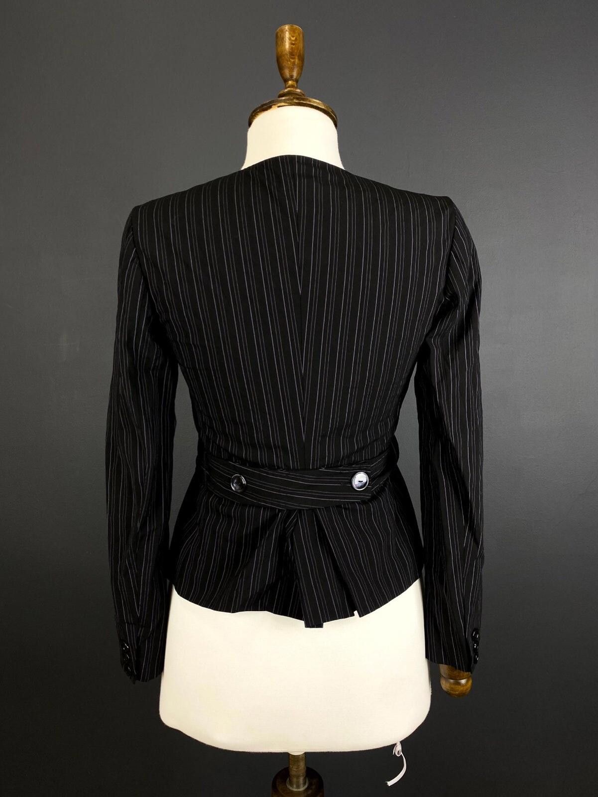 Designer Max Mara Black Pinstripe Wool Jacket US6 GB8 CH38 IT40 Size M / US 6-8 / IT 42-44 - 5 Thumbnail