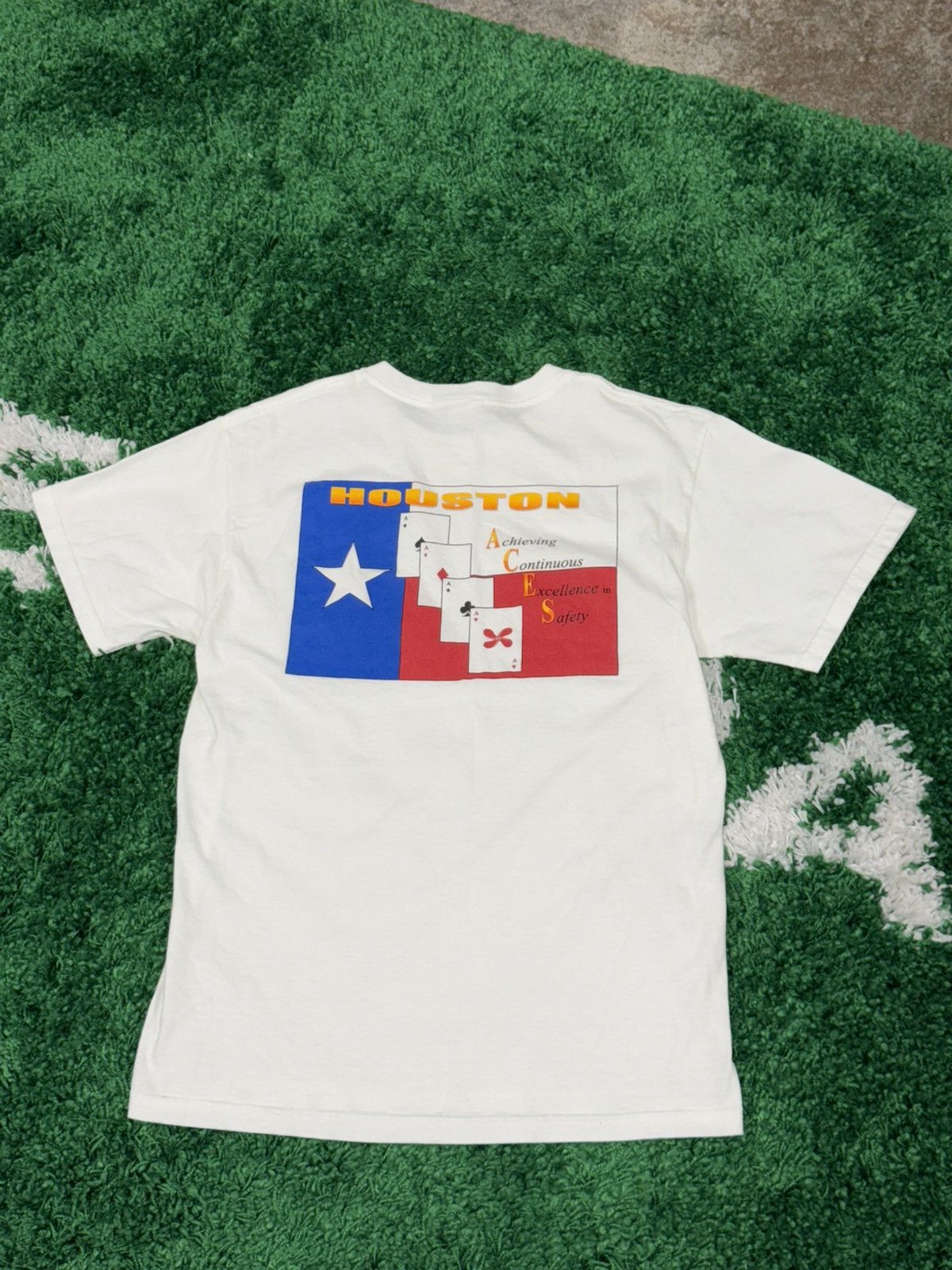 Vintage ACES Houston Texas Poker Gambling Logo Tee White