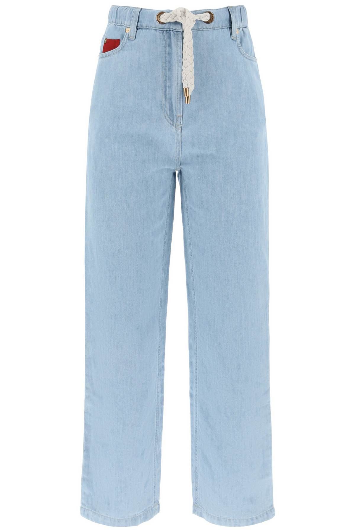 image of Agnona Drawstring Jeans In Light Denim in Bleached, Women's (Size 28)