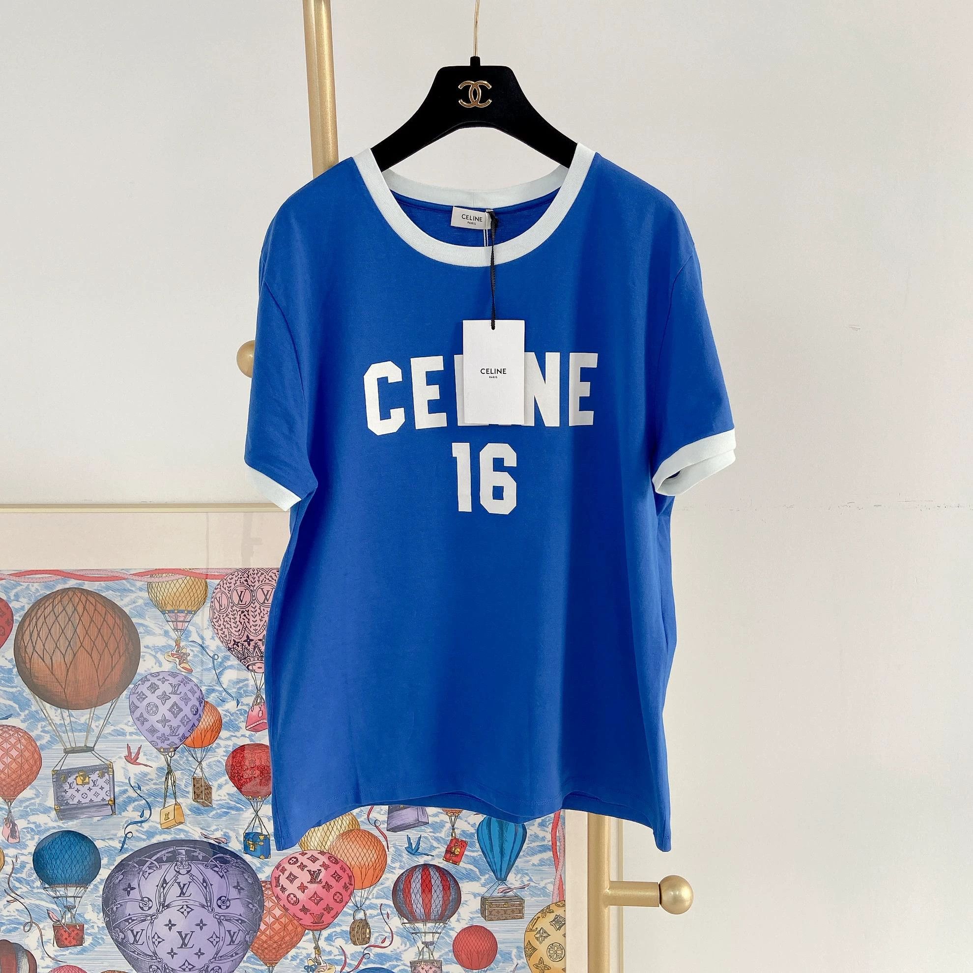 Celine Celine Logo Blue T-Shirt L Size L / US 10 / IT 46 - 1 Thumbnail