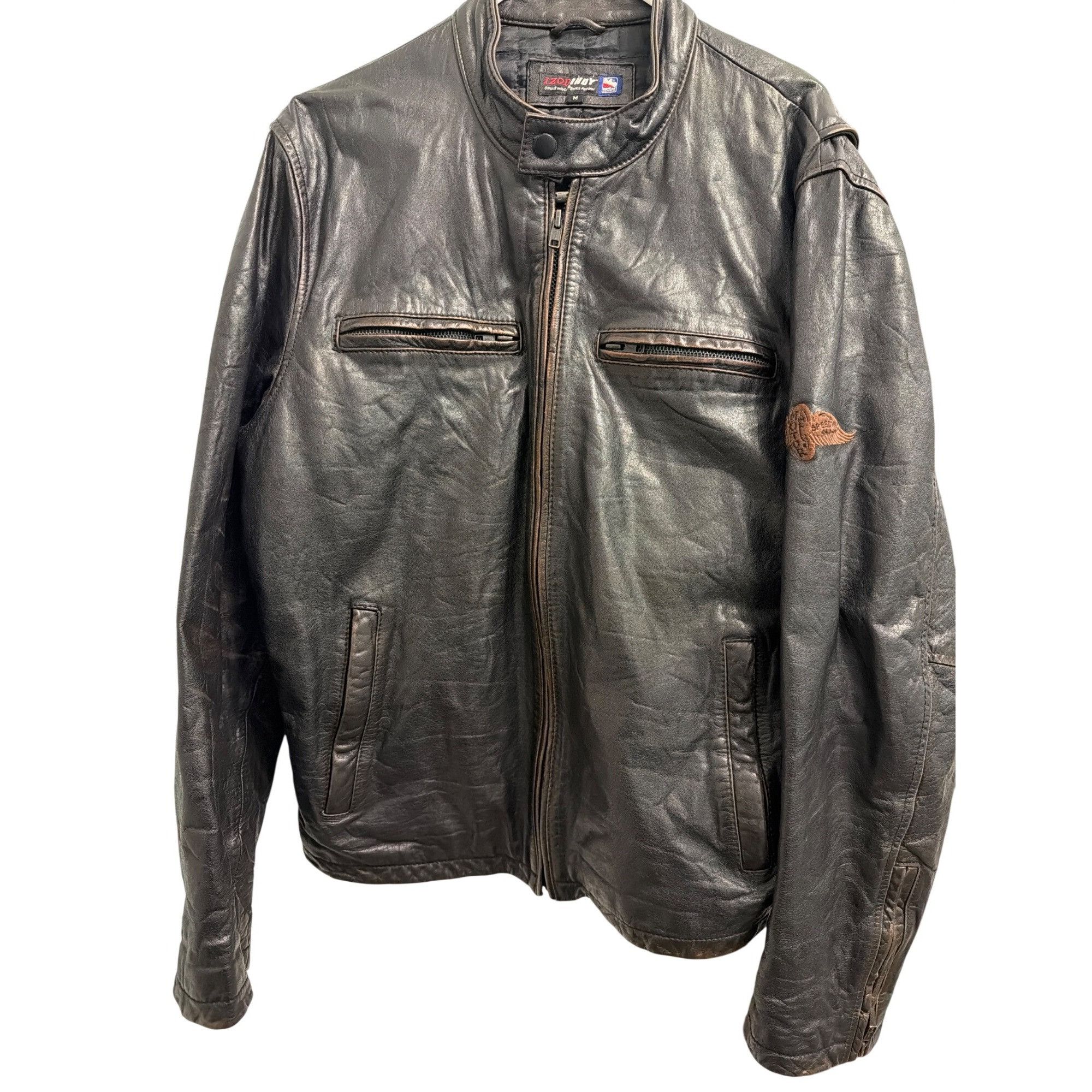 Vintage Izod Indy Car Series Leather Jacket Coat Indianapoli
