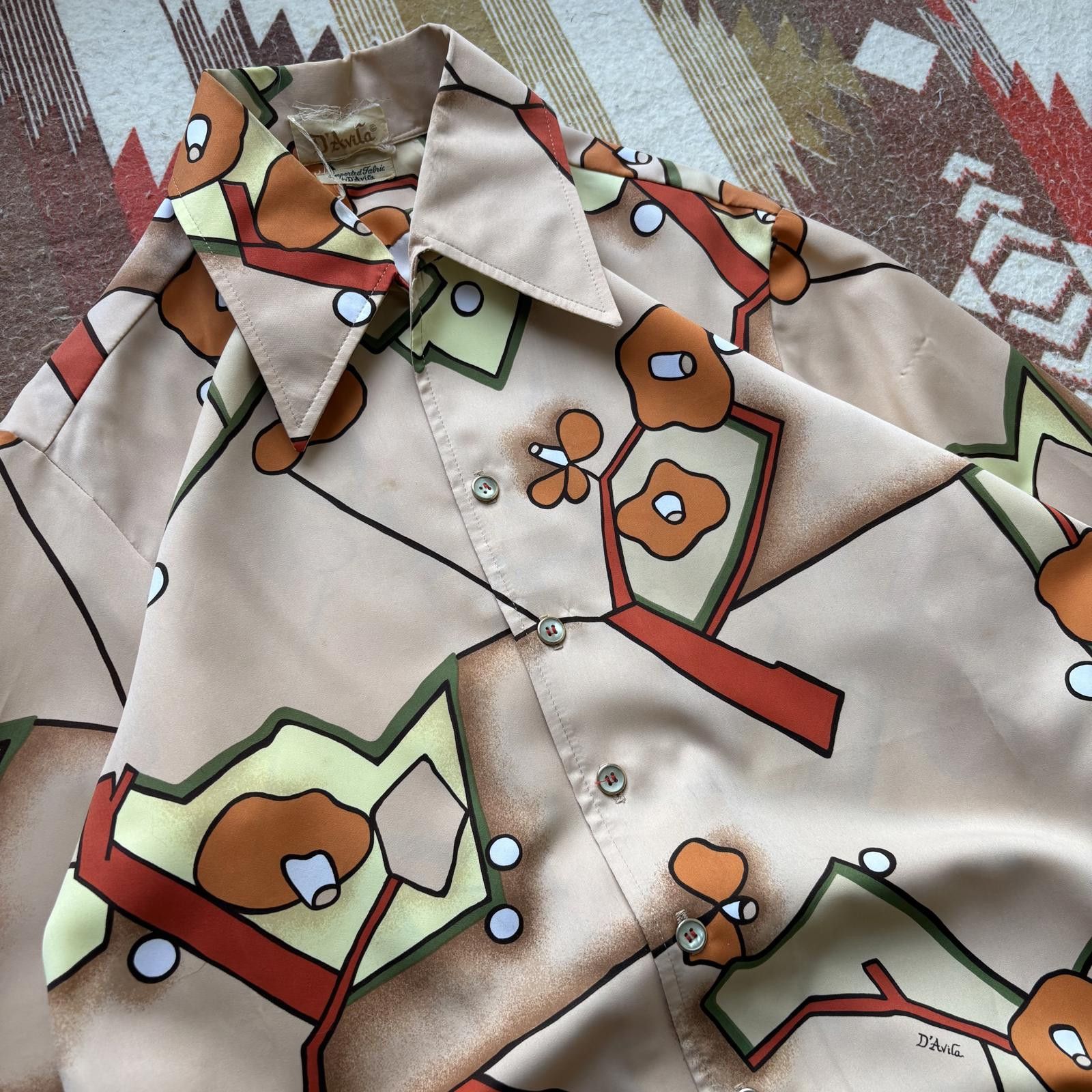 Vintage Vintage 60s 70s D’Avila Abstract Mushroom Button Up Shirt Size US L / EU 52-54 / 3 - 5 Thumbnail