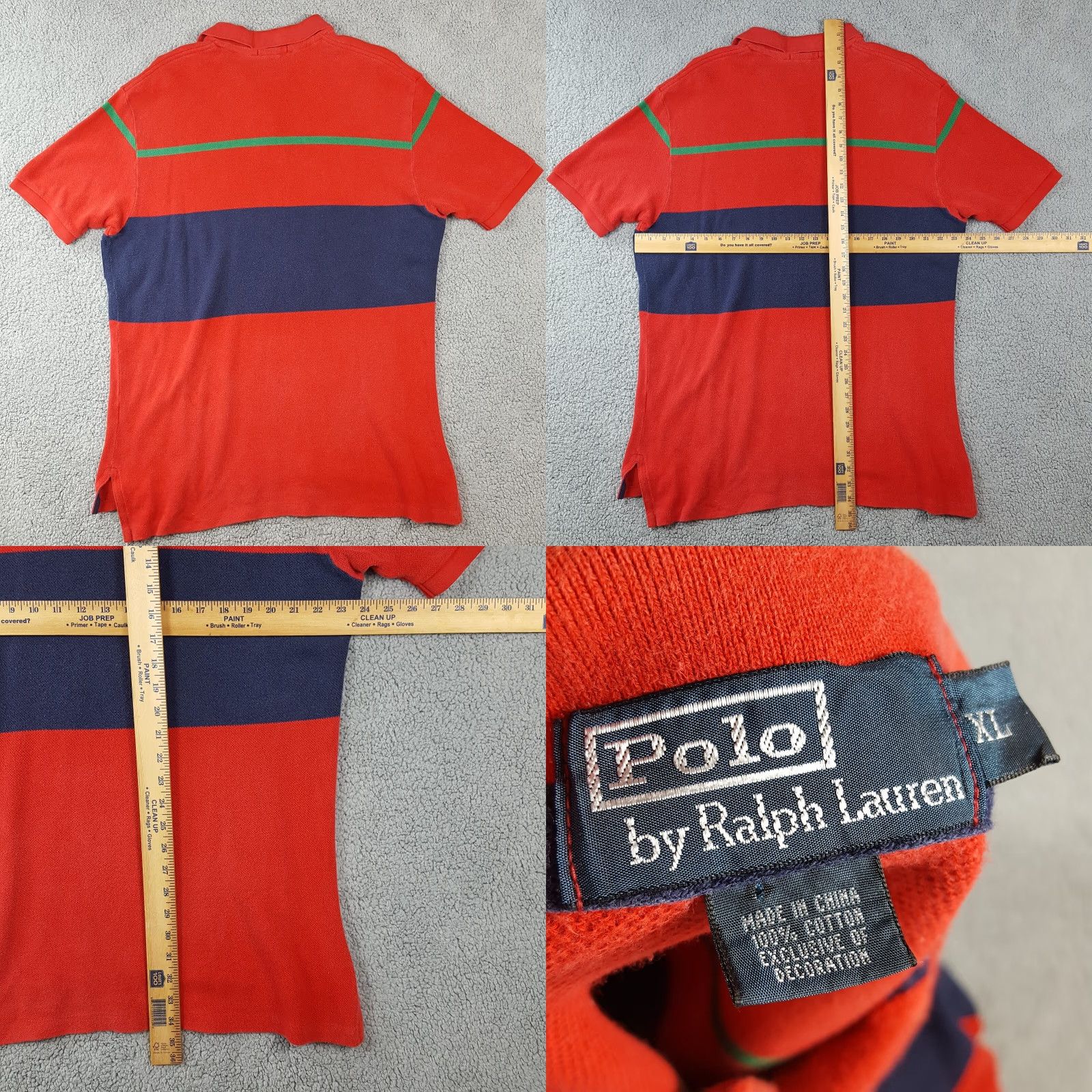 Ralph Lauren VINTAGE Polo Ralph Lauren Striped Rugby Men's XL Polo Shirt 90s Surf Skate Casual Workwear Red Cotton Shirt Size US XL / EU 56 / 4 - 8 Thumbnail