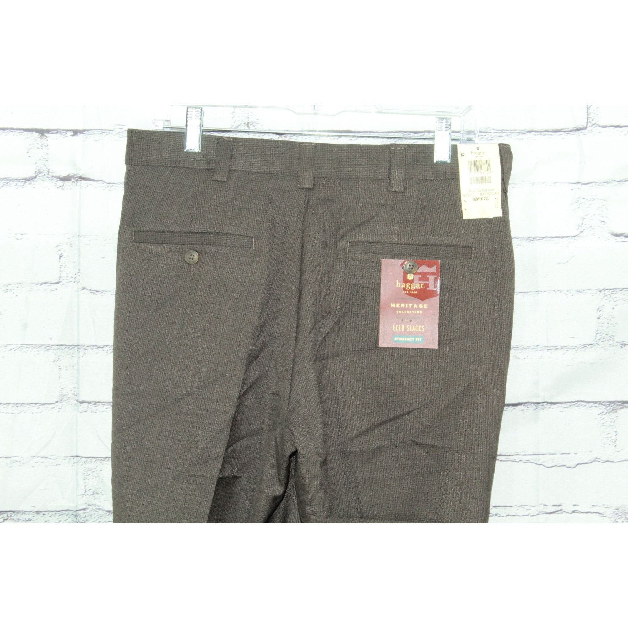 Haggar Haggar Men's Chocolate Plaid Eclo Slacks Size 32 Straight Size US 32 / EU 48 - 4 Thumbnail