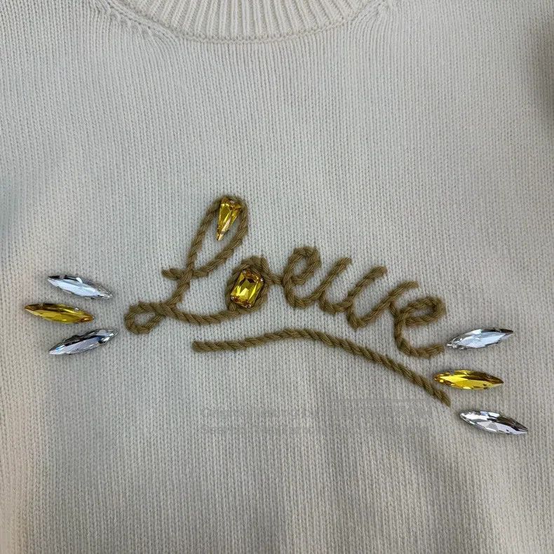 Loewe Loewe Beige heavy gemstone embroidered logo wool sweater Size M / US 6-8 / IT 42-44 - 7 Thumbnail