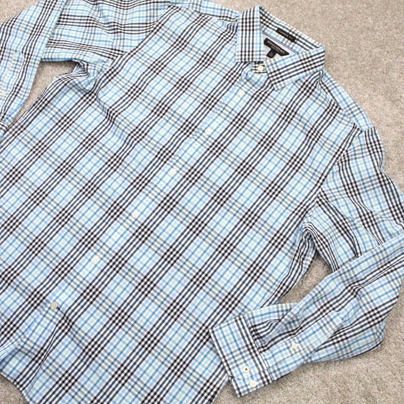 Banana Republic Banana Republic Shirt Mens XL Blue Camden Fit Non-Iron Cotton Long Sleeve Button Up Shirt-Blue White Plaid Size US XL / EU 56 / 4 - 3 Thumbnail