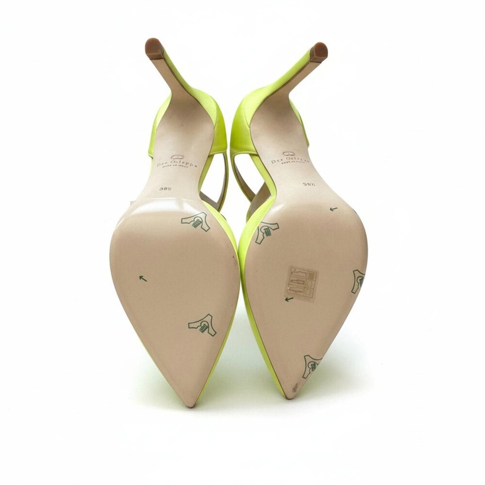 Other Dee Ocleppo Neon Yellow Satin Rhinestone Bow Stilettos 38.5 Size US 8.5 / IT 38.5 - 2 Thumbnail