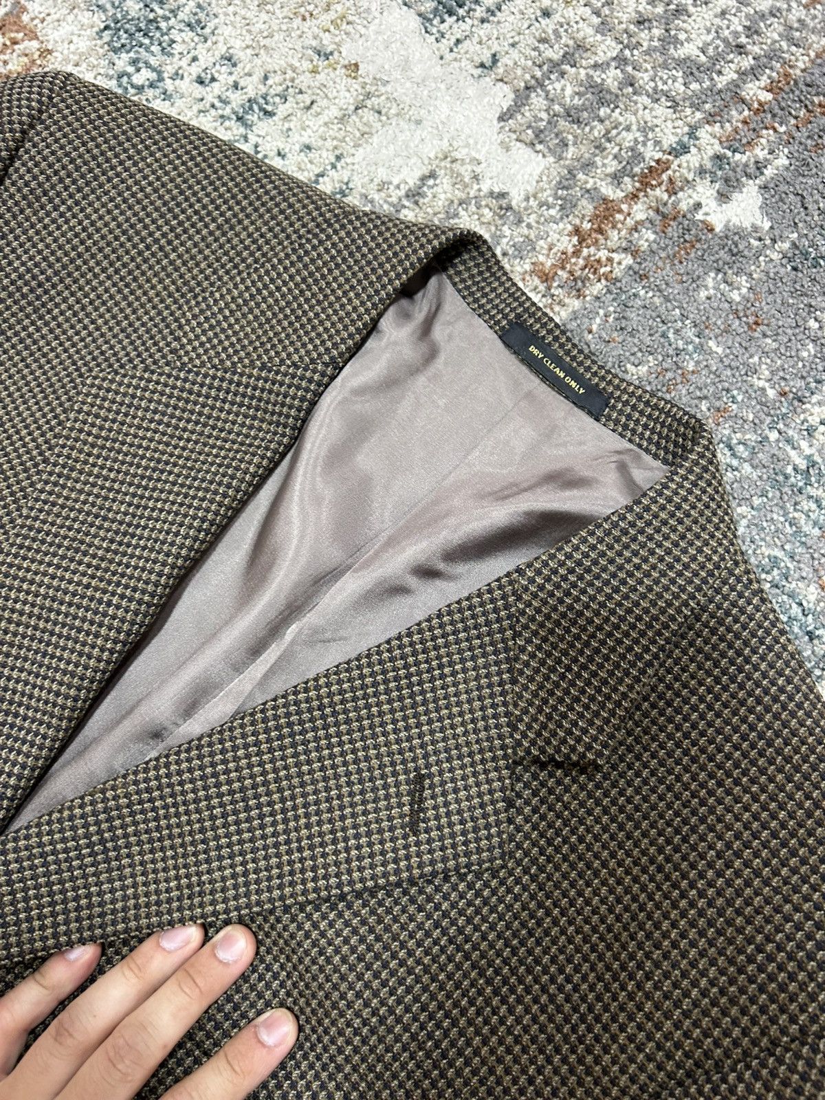 Givenchy Vintage Monsieur Givenchy Wool Sport Coat Brown Navy Houndstooth Size 42R - 4 Thumbnail