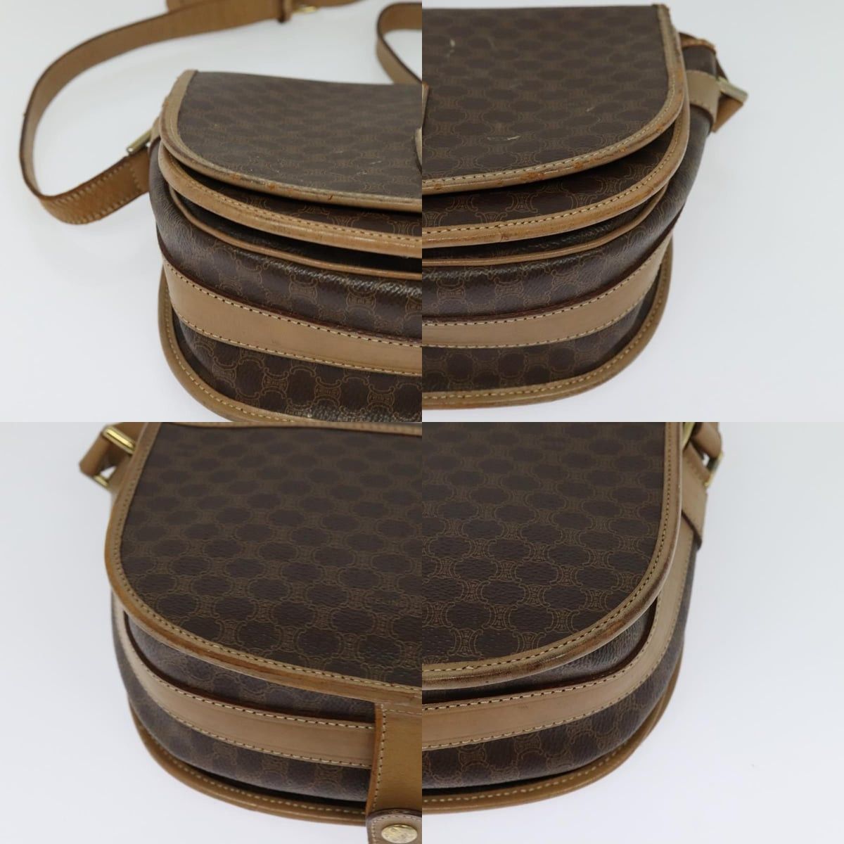 Celine CELINE Macadam Canvas Shoulder Bag Pvc Leather Brown Gold Size ONE SIZE - 10 Thumbnail