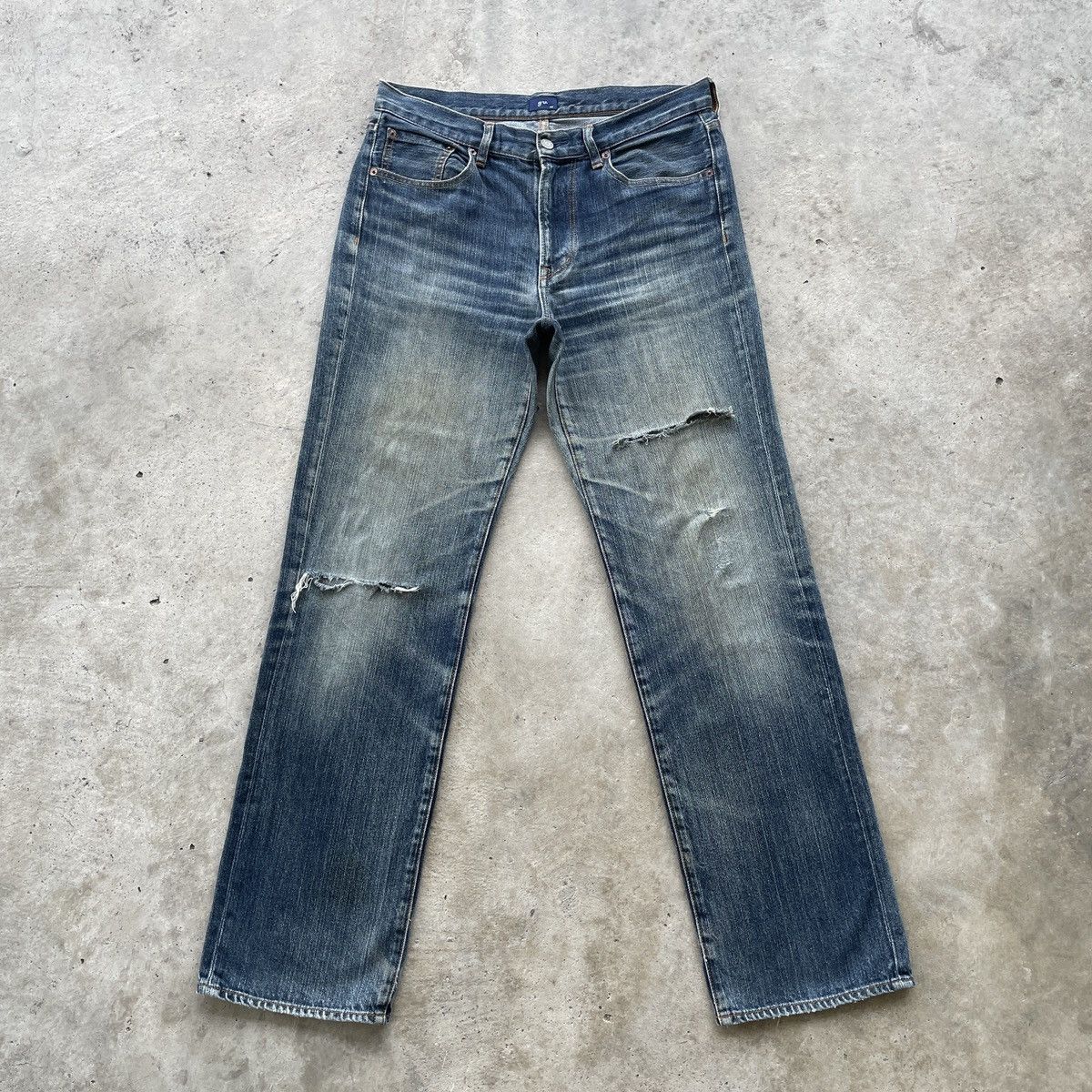 Japanese Brand W33💥 Japanese Brand Gu Distressed Jeans Denim Pants Faded Size US 33 - 1 Thumbnail