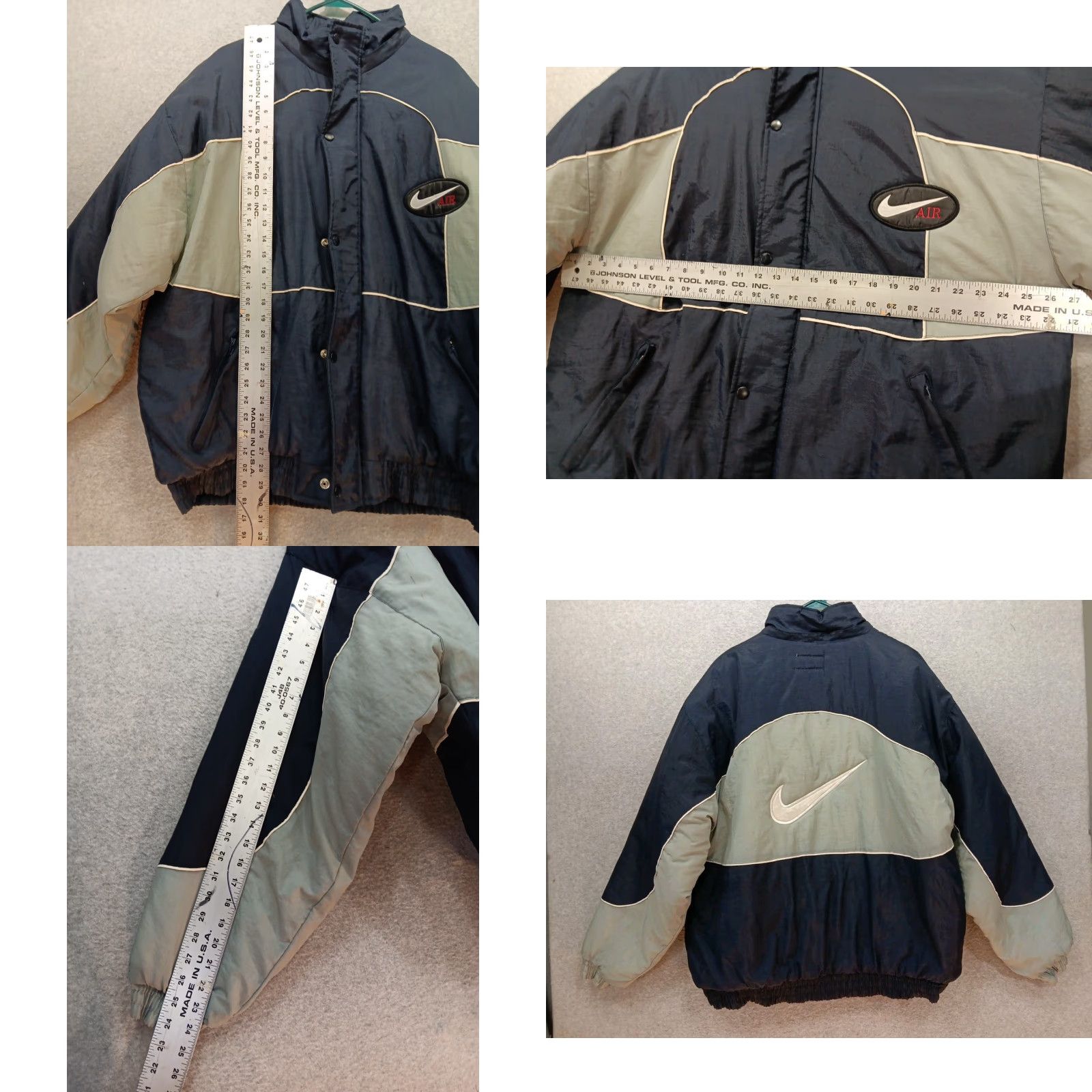 Nike VTG Nike Jacket 90s Mens XL Blue Gray Quilted Lined Full Zip Nylon Softshell Bomber Jacket Big Swoosh USA Size US XL / EU 56 / 4 - 8 Thumbnail
