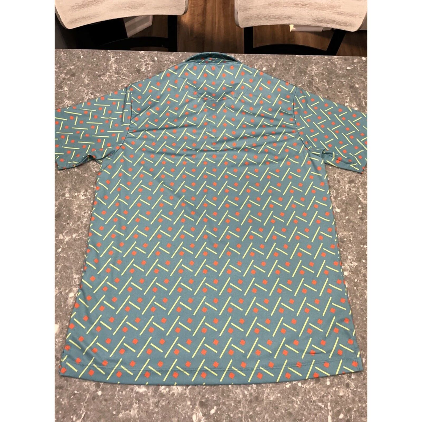 Vintage Bad Birdie Polo Shirt Men Medium Performance Golf Teal Orange Geometric Size US M / EU 48-50 / 2 - 7 Thumbnail