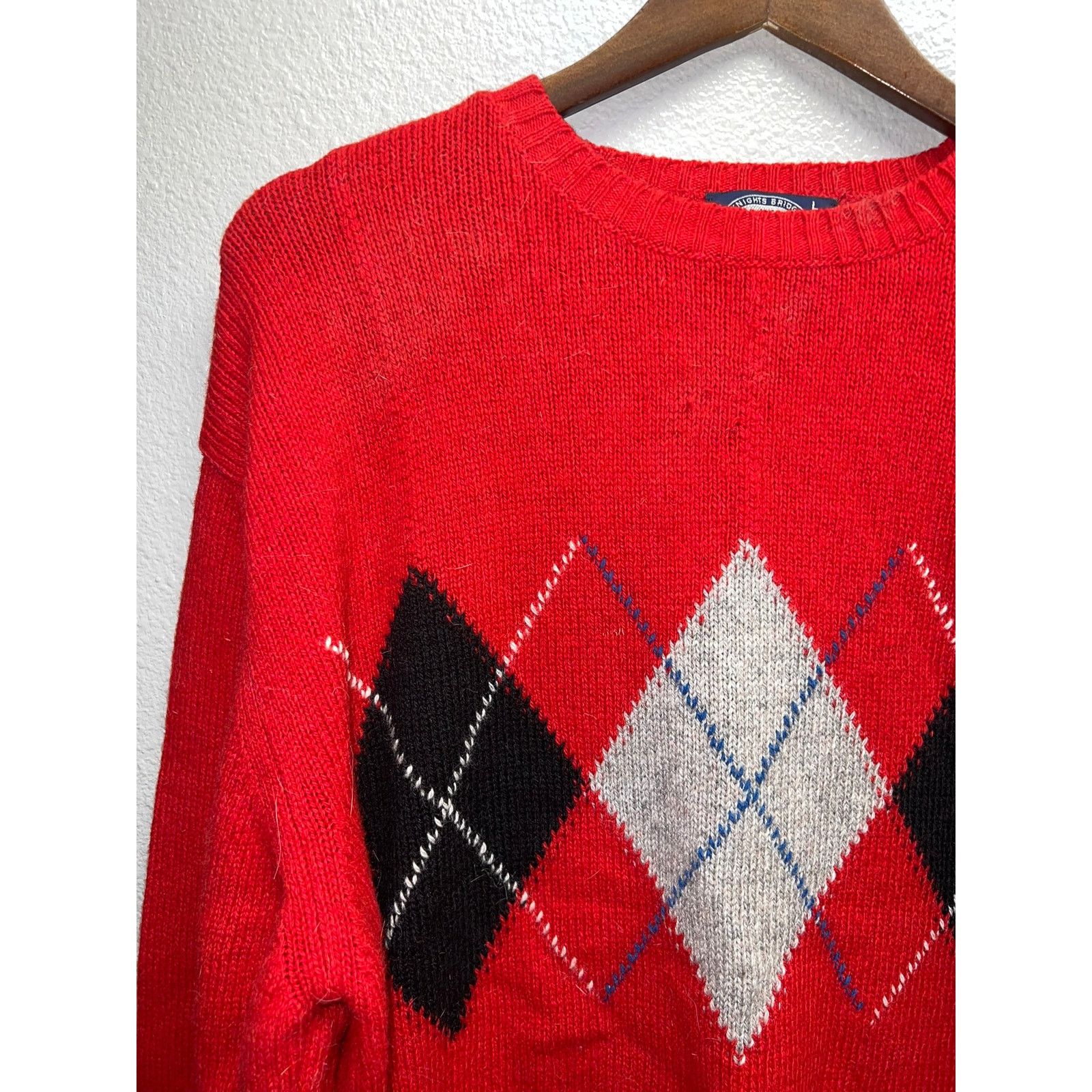 Vintage Vintage Red Wool Sweater Knights Bridge Italy Made Pullover Size US L / EU 52-54 / 3 - 2 Thumbnail