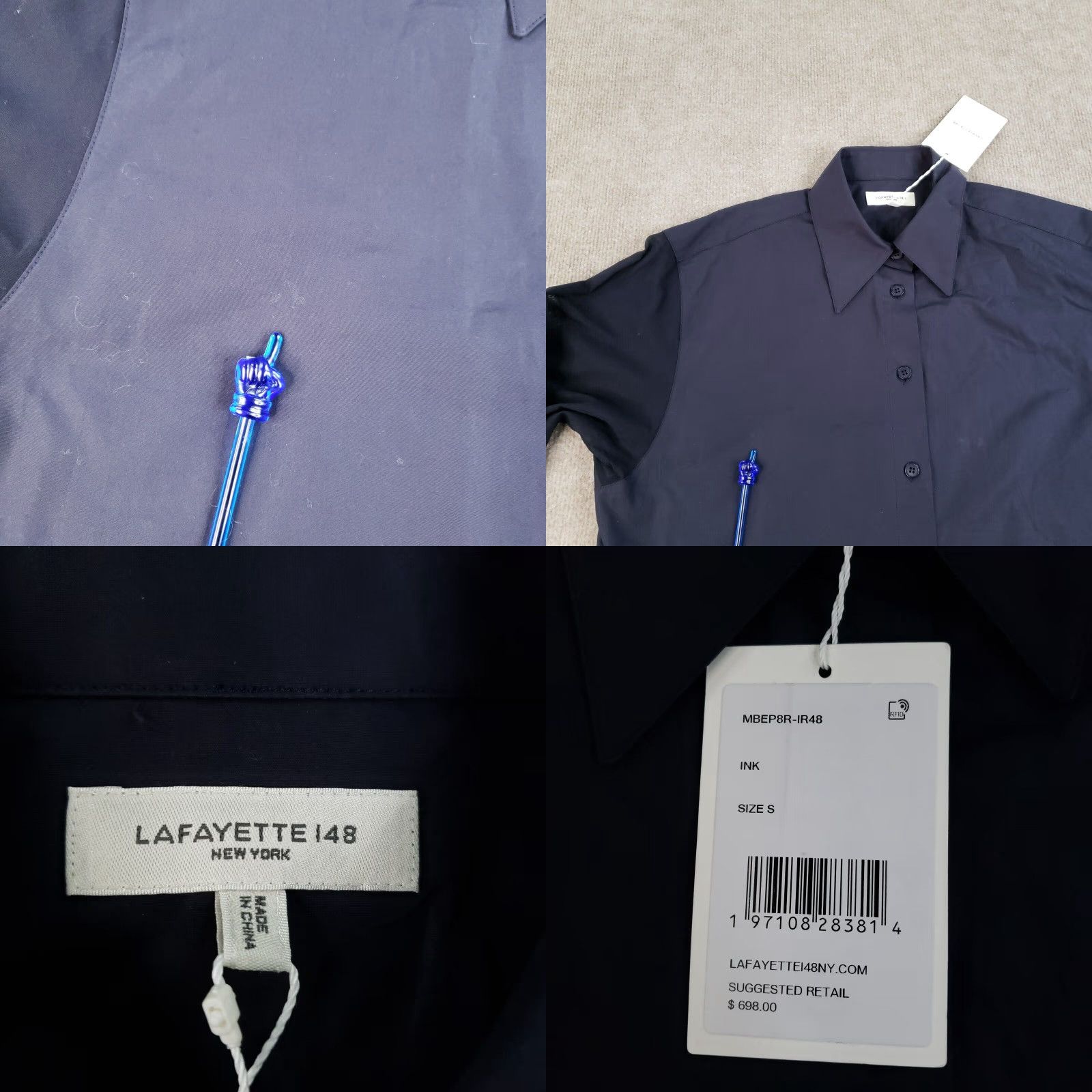 Vintage Lafayette 148 Shirt Womens Large Blue Button-Up Lightweight Cotton NWT Button-Up Shirt Womens Large Blue NWT Size L / US 10 / IT 46 - 8 Thumbnail