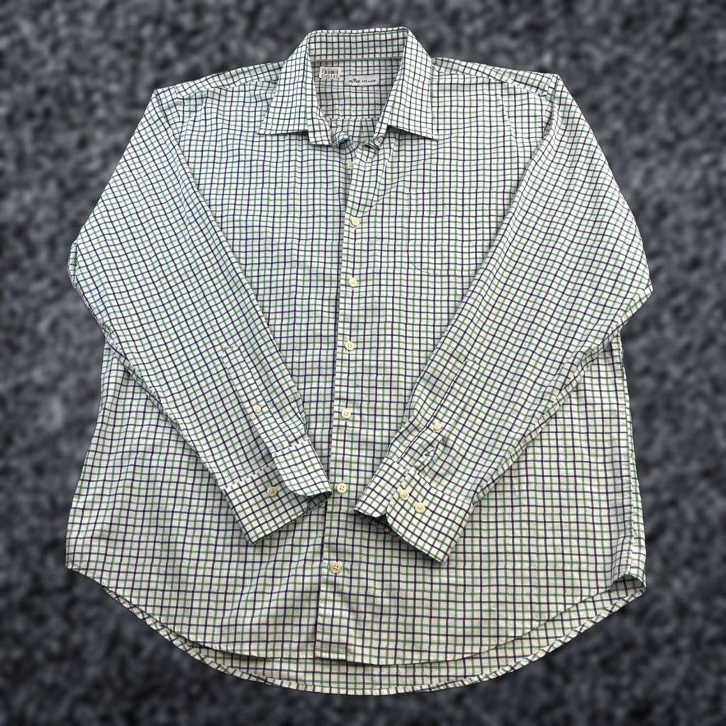 Peter Millar Peter Millar Shirt Mens Large Green Blue Check Button Down Dress Classic Preppy Shirt Size 42R - 1 Thumbnail