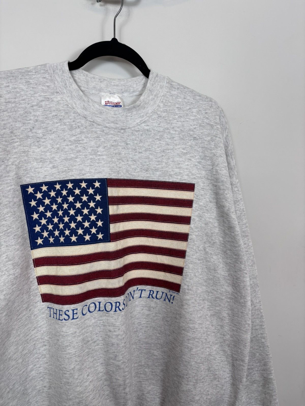 Hanes Vintage Hanes American USA Flag Patriotic Gray Sweatshirt Size US XL / EU 56 / 4 - 6 Thumbnail
