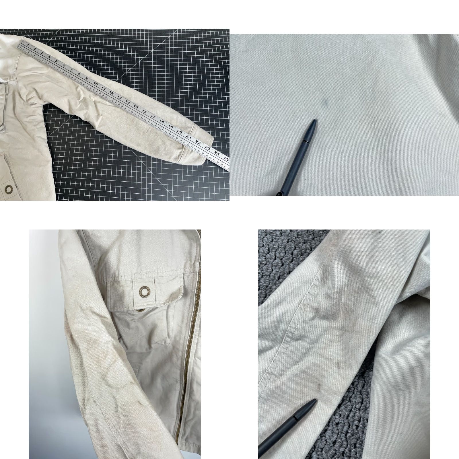 Vintage VINTAGE Urban Pipeline Jacket Canvas Blanket Lined Bomber Coat Short Zip Wool Lining Men Small Beige 90s Hipster Workwear Mens Size US S / EU 44-46 / 1 - 8 Thumbnail