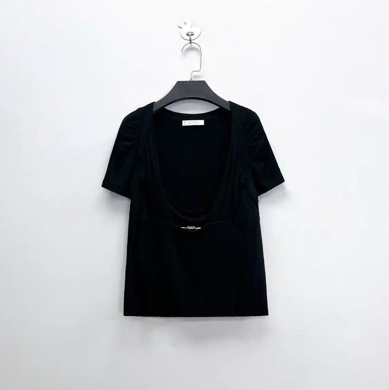 Versace Versace Black Short Sleeve Crop Top 0089 Size L / US 10 / IT 46 - 1 Thumbnail