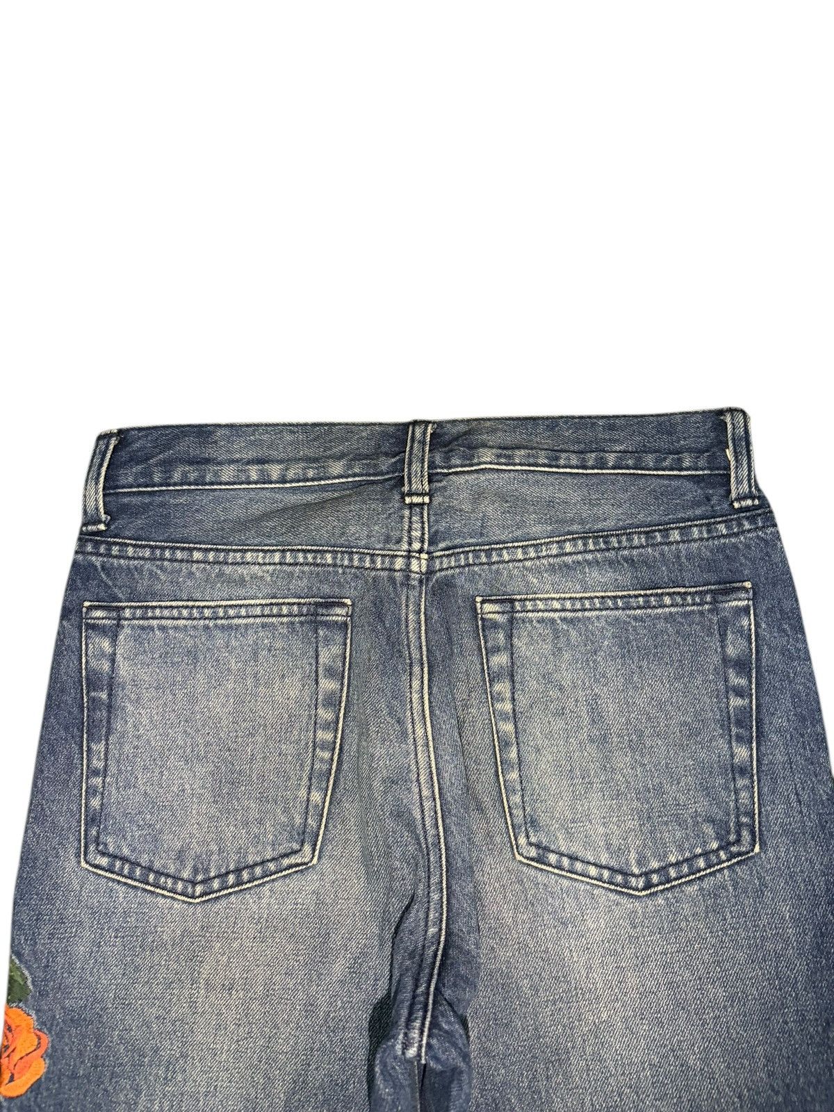 GU Vintage GU Embroidery Faded Wash Distressed Jeans Size 28" / US 6 / IT 42 - 4 Thumbnail