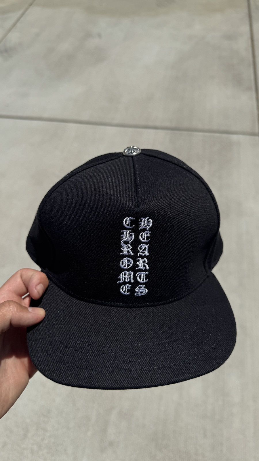 Chrome Hearts Chrome hearts vertical logo black hat | Grailed