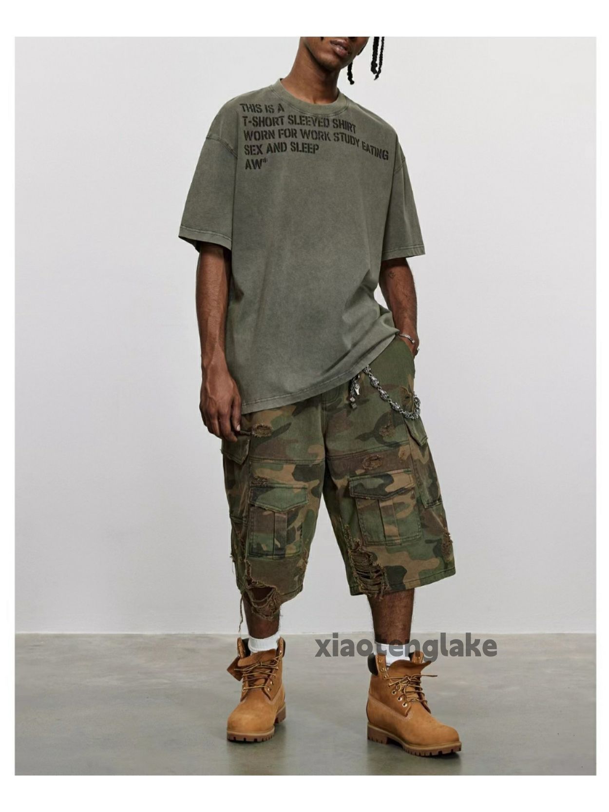 Designer Unisex outdoor utility ripped damaged hiphop camo shorts Size US 32 / EU 48 - 9 Thumbnail