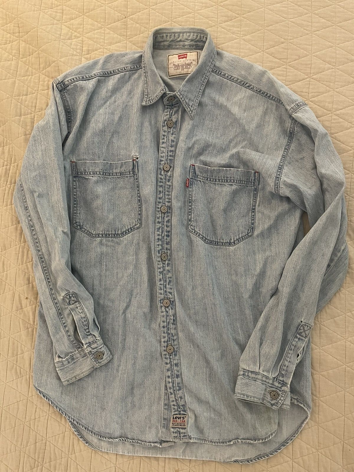 Levi's Vintage Clothing Denim Patch Pocket Chores Shirt Size US L / EU 52-54 / 3 - 2 Thumbnail