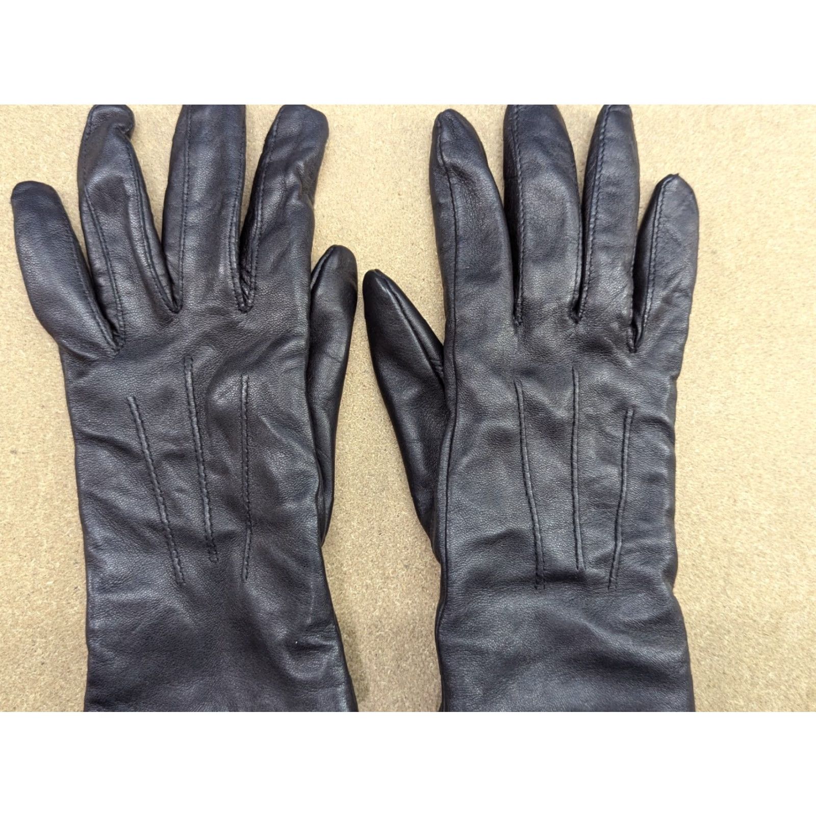 Vintage Genuine Leather Womens Gloves Size 6.5 Black Winter Wool Lining Glove Women Casual - Hand Warmth - 6.5 - Leather Size ONE SIZE - 5 Thumbnail
