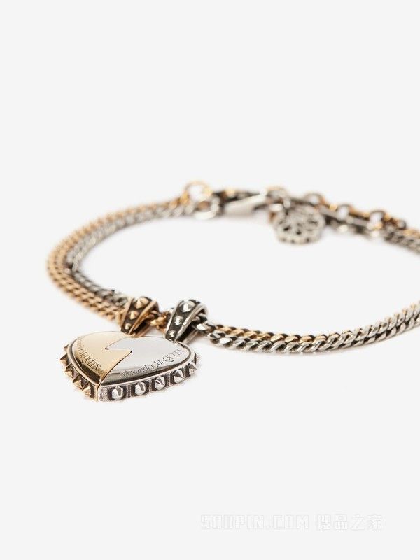 Alexander McQueen o1loc1c0625 Size:OS/ Heart Charm Bracelet Set in Golden Size ONE SIZE - 3 Thumbnail