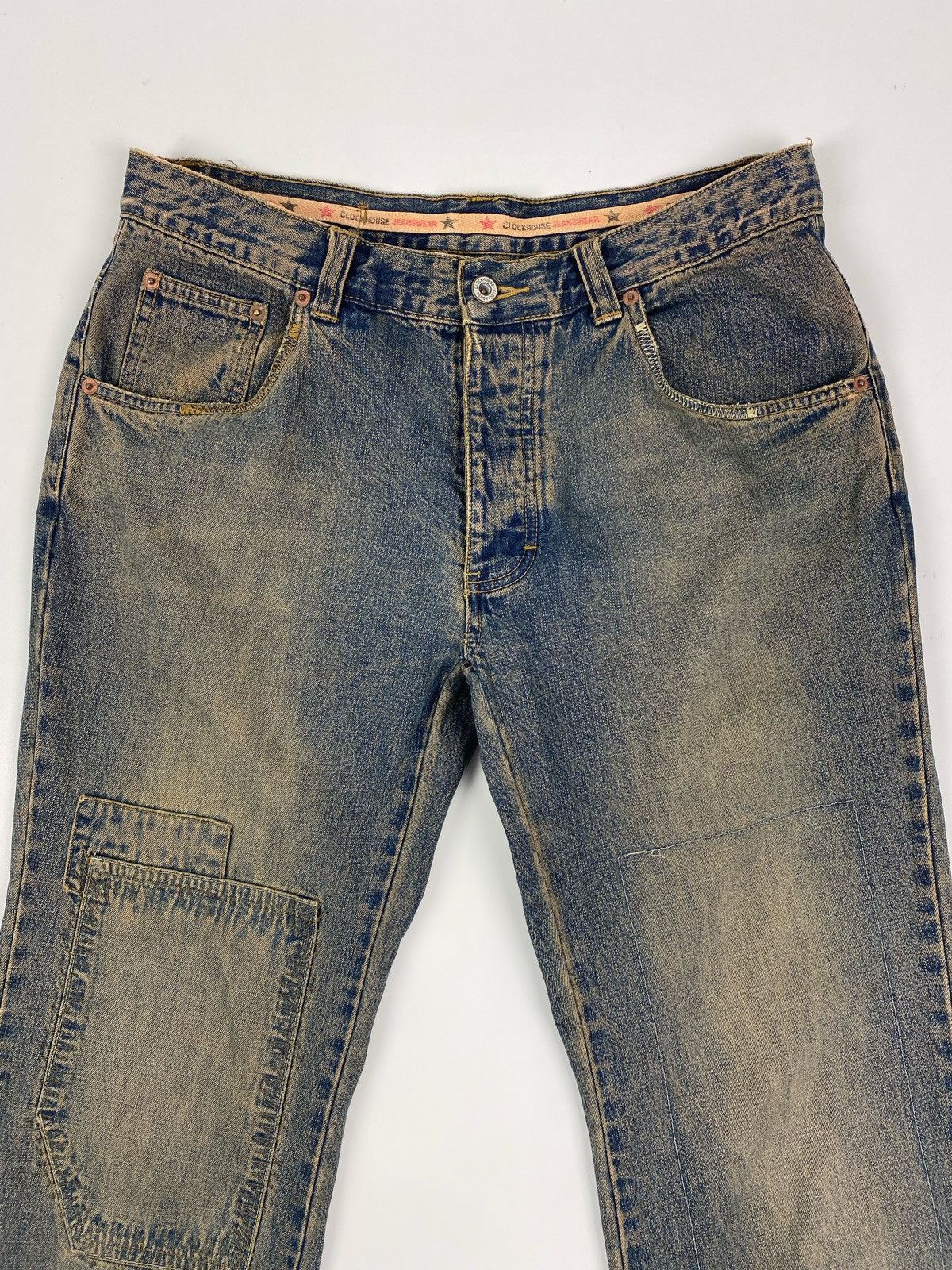 Y2K Vintage Clockhouse Mud Wash Patchwork Bootcut Denim Pant