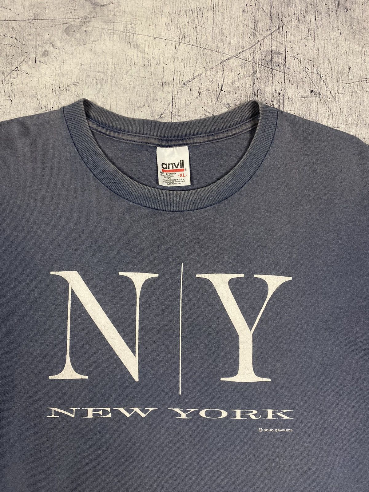 Vintage Vintage 90s New York Made In USA Big Logo Tee Size US XL / EU 56 / 4 - 5 Thumbnail