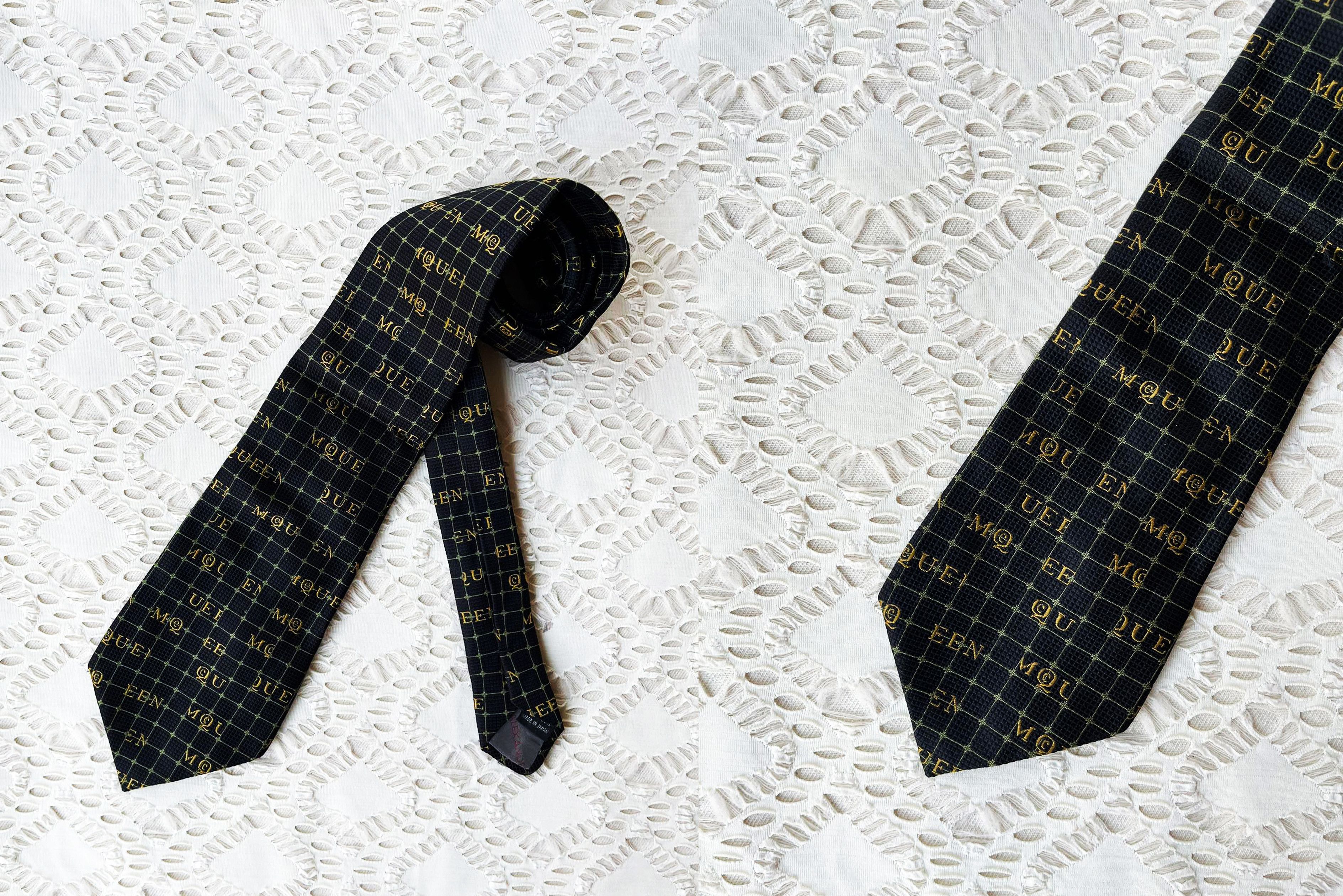 Alexander McQueen ALEXANDER MCQUEEN Monogrammed logo printed silk Necktie Size ONE SIZE - 3 Thumbnail