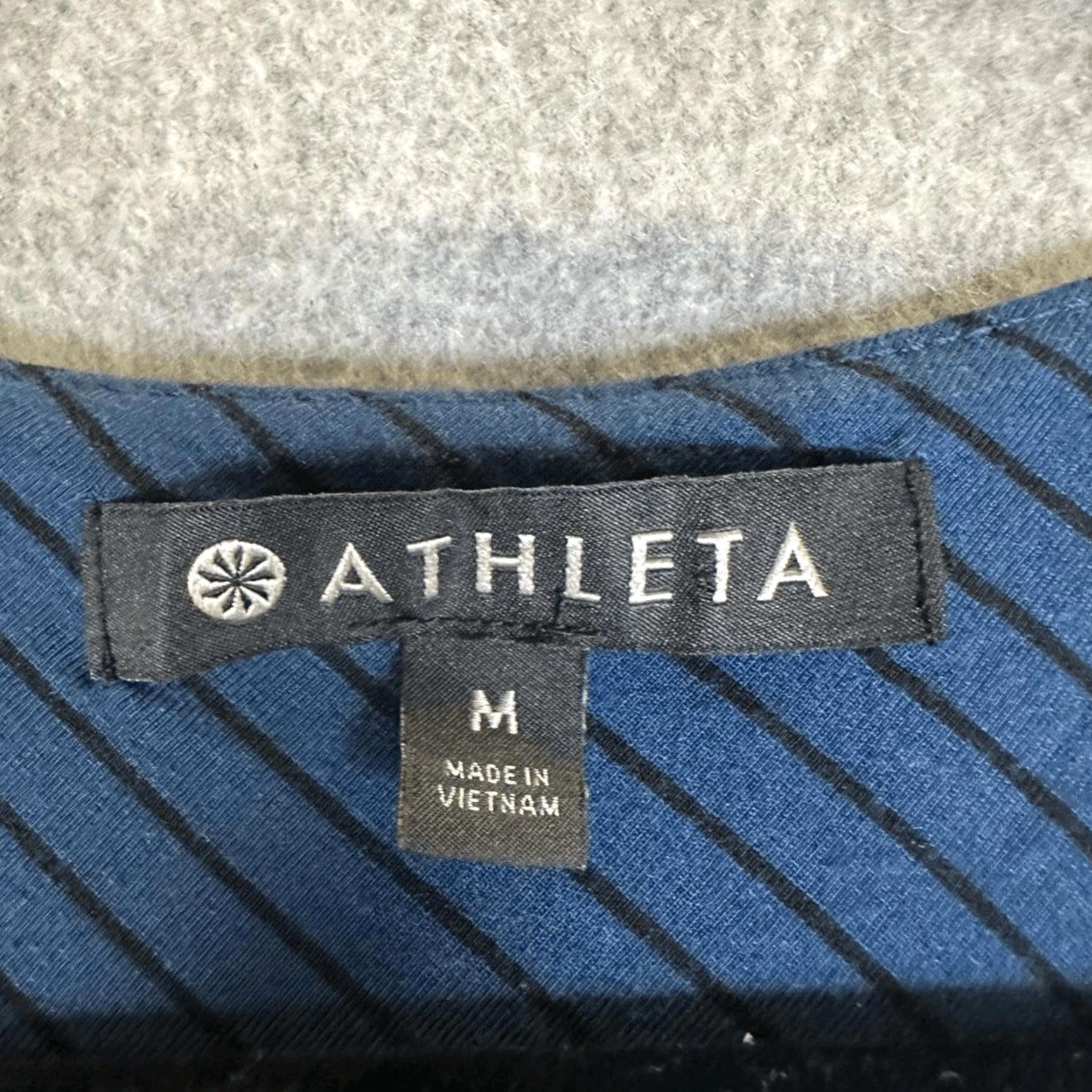 Athleta Athleta Women Shift Dress Midi Sleeveless Stripe Blue Black Stretch M Size M / US 6-8 / IT 42-44 - 2 Thumbnail