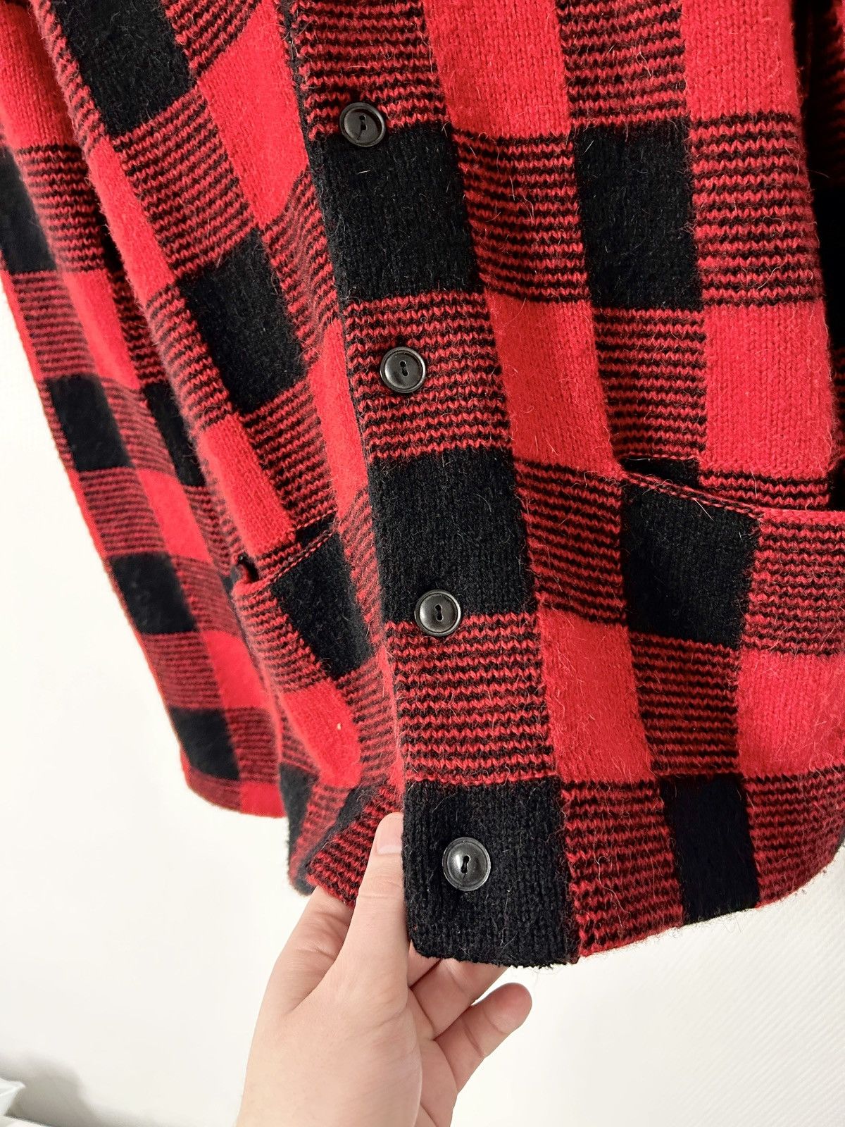 Saint Laurent Paris FW2014 Leather Patch Plaid Wool Cardigan Size US M / EU 48-50 / 2 - 4 Thumbnail