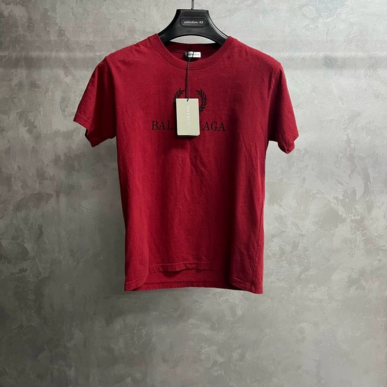 Balenciaga Balenciaga Red logo letter print round neck short sleeve T Size US M / EU 48-50 / 2 - 1 Thumbnail