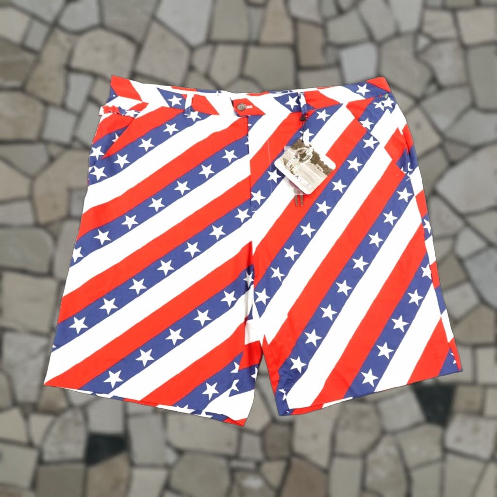 Vintage Royal & Awesome Shorts Mens 44 Golf USA Flag Stars Stripes Patriotic Chino NEW Size US 44 / EU 60 - 1 Thumbnail